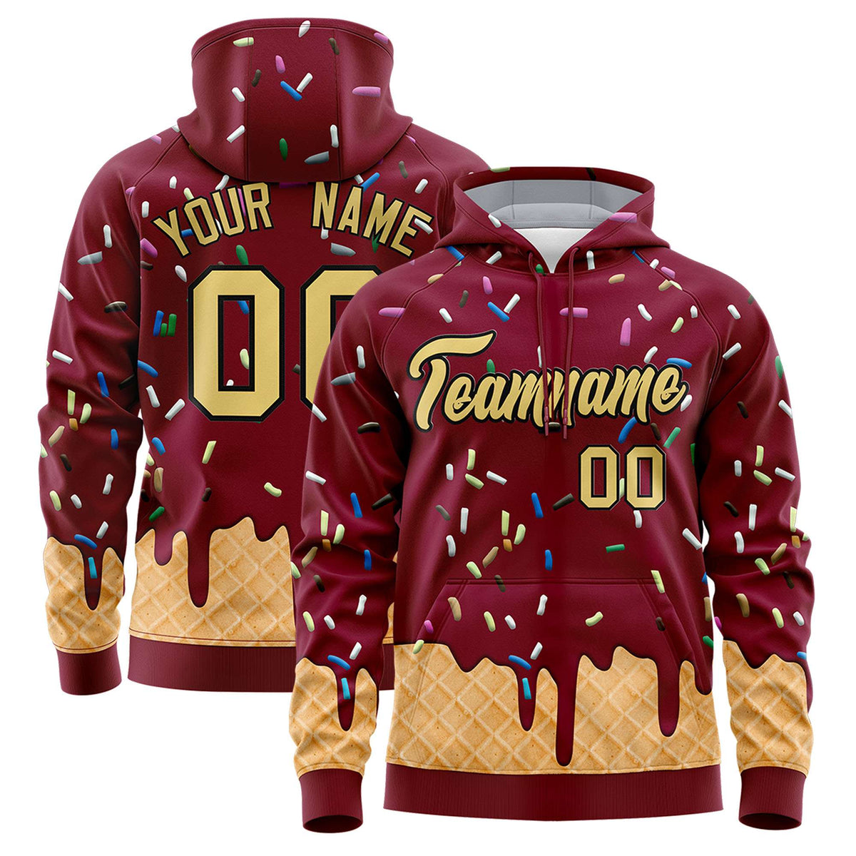 Custom Crimson Graffiti Pattern Fashion Hoodie Athletic Pullover Sweatshirt