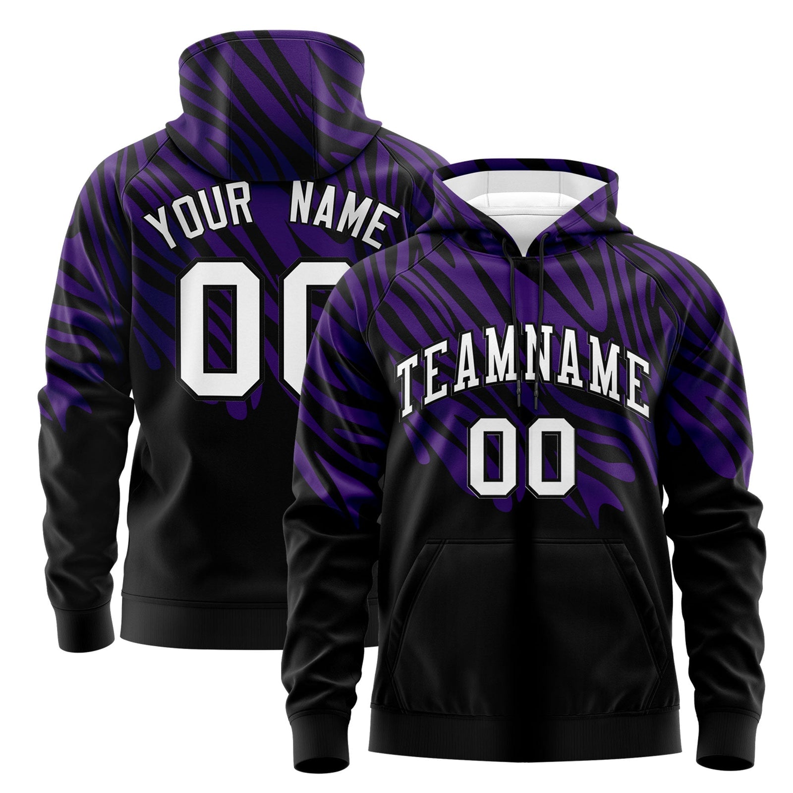 Custom Purple Black Leopard Print Pullover Sweatshirt Hoodie| KXKSHOP