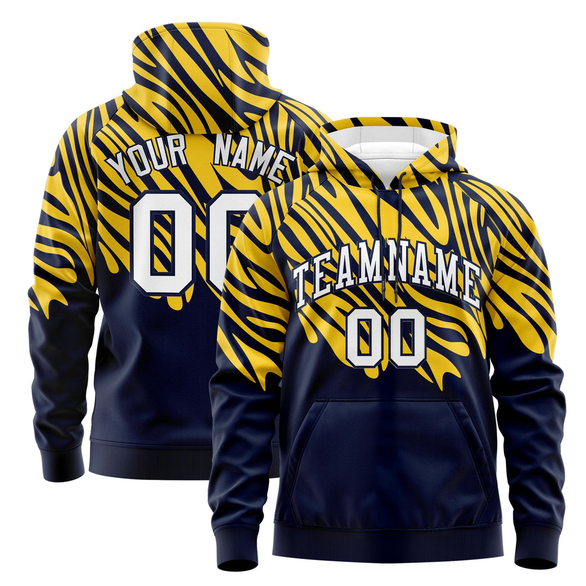 Custom Gold Navy Leopard Print Pullover Sweatshirt Hoodie| KXKSHOP