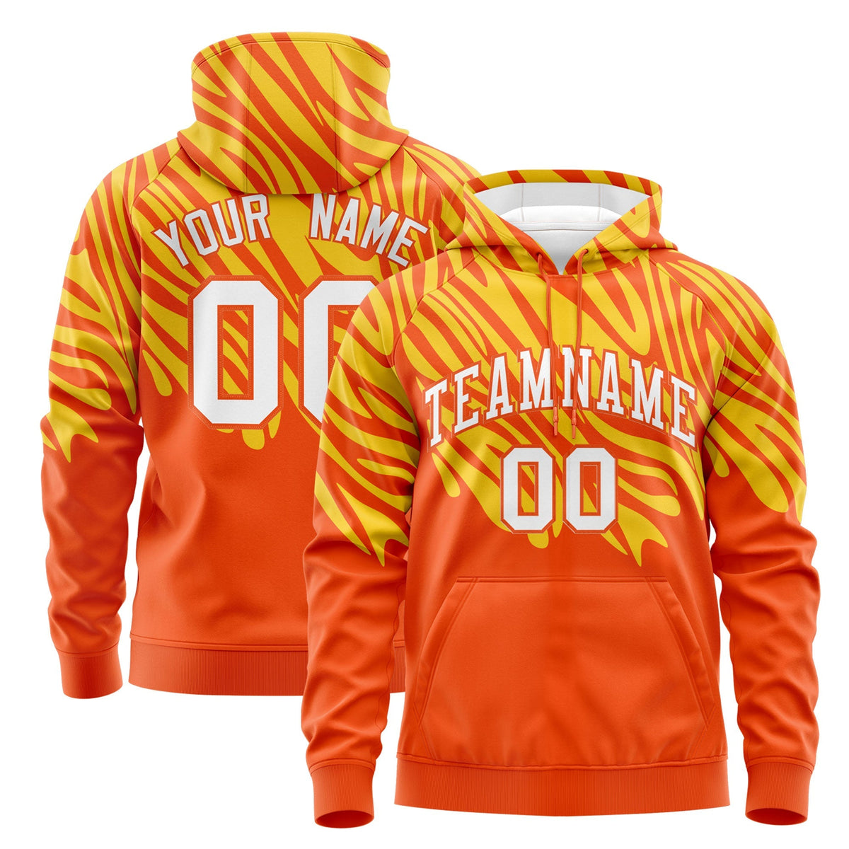 Custom Gold Orange Leopard Print Pullover Sweatshirt Hoodie| KXKSHOP