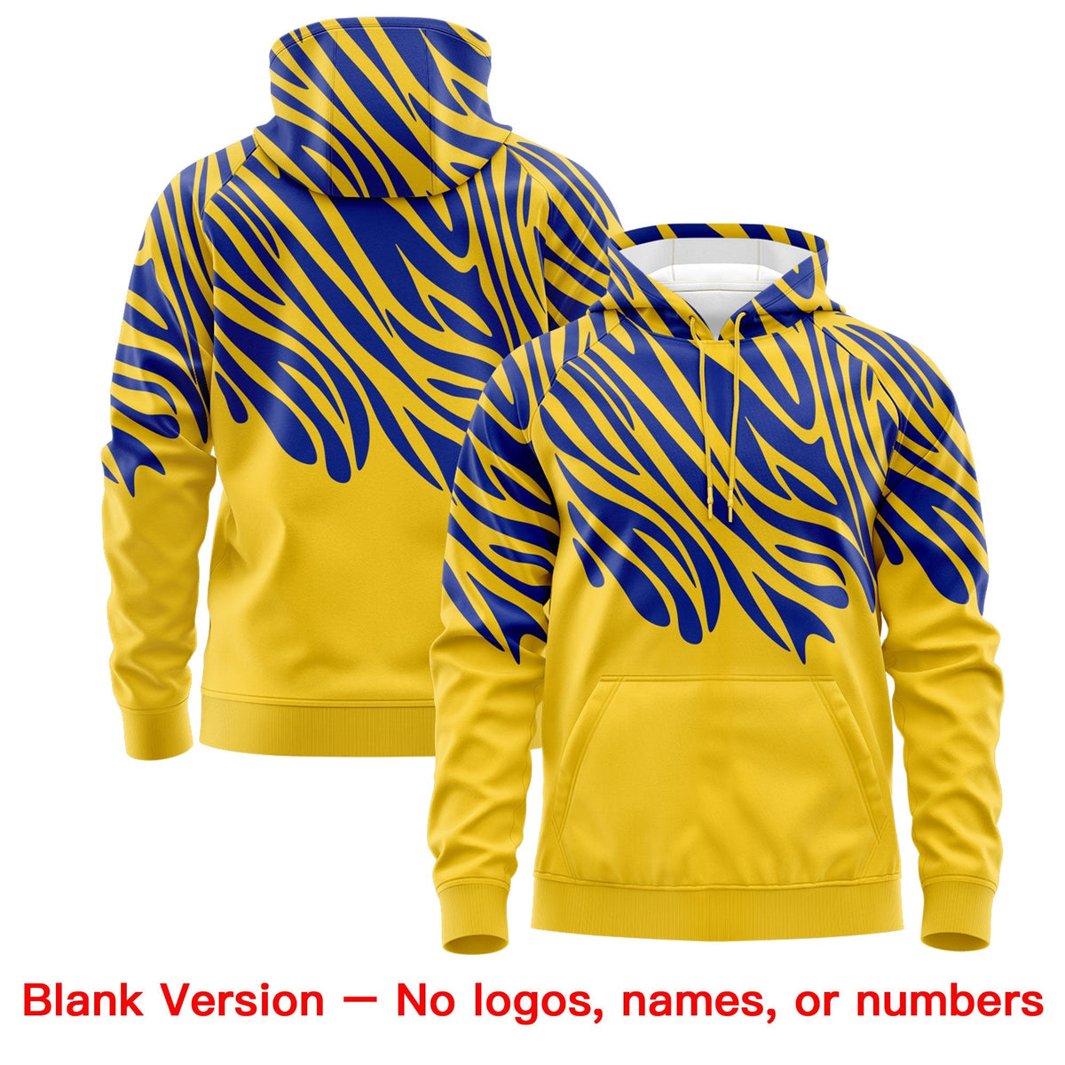 Custom Royal Blue Gold Leopard Print Pullover Sweatshirt Hoodie| KXKSHOP