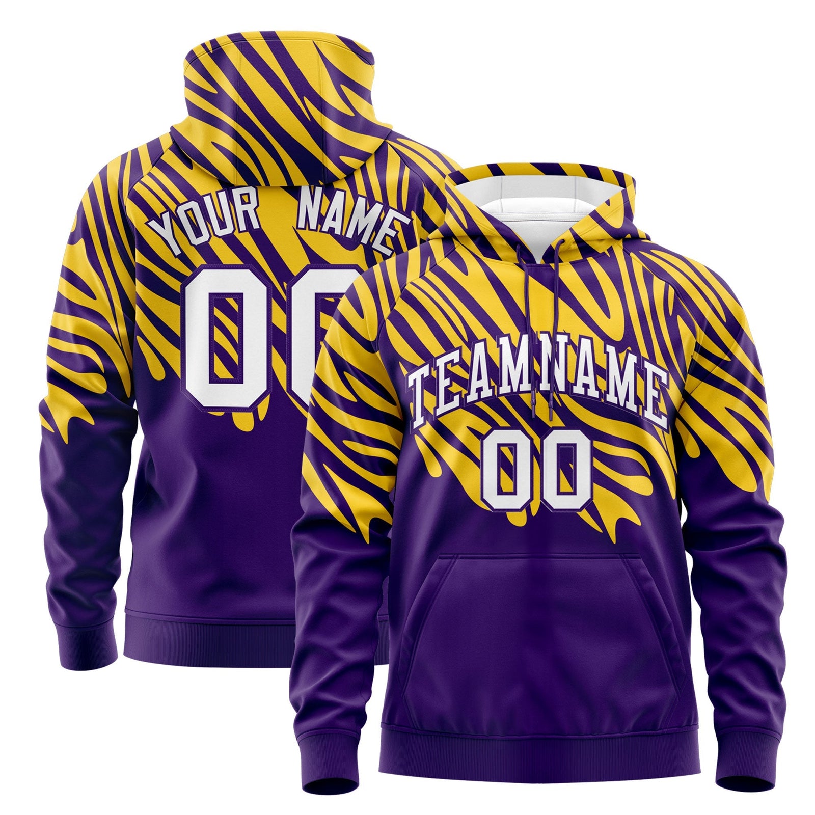 Custom Gold Purple Leopard Print Pullover Sweatshirt Hoodie| KXKSHOP