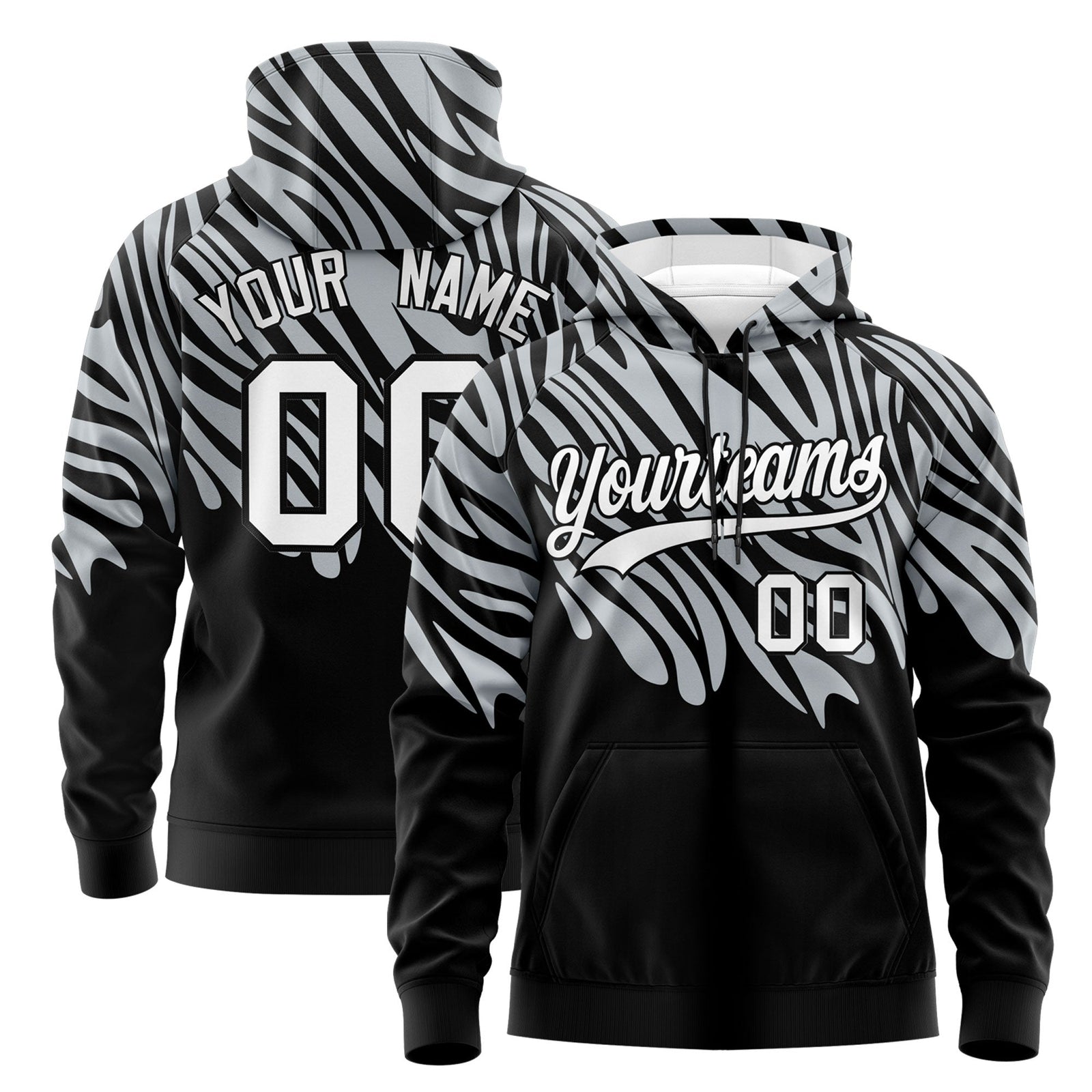 Custom Silver Black White Leopard Print Pullover Sweatshirt Hoodie| KXKSHOP