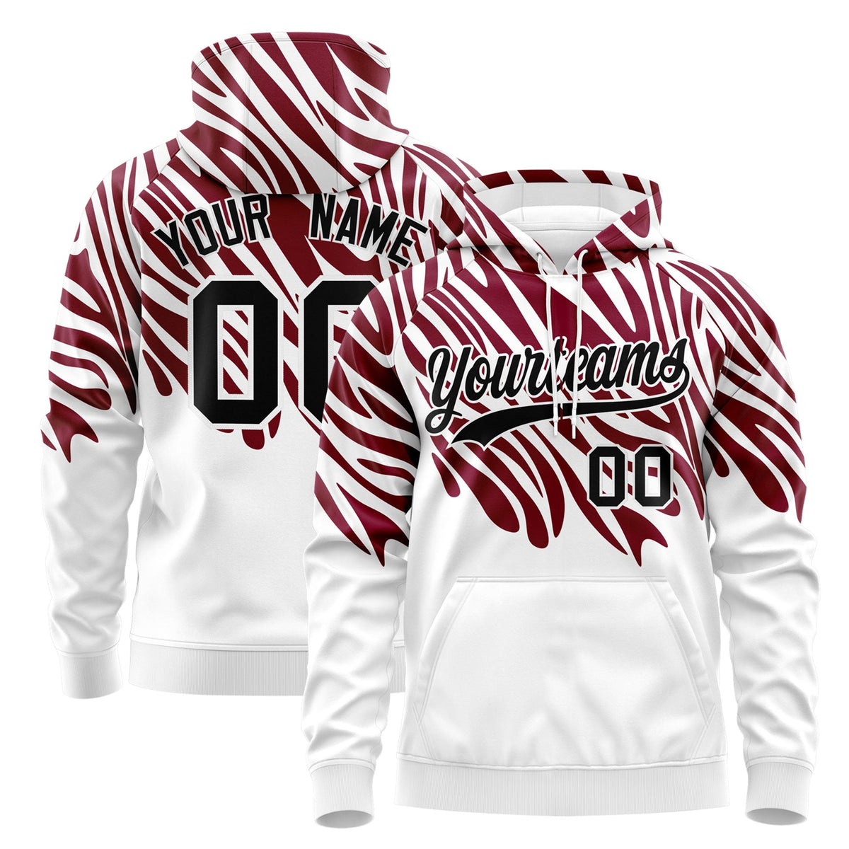 Custom Crimson White Leopard Print Pullover Sweatshirt Hoodie| KXKSHOP