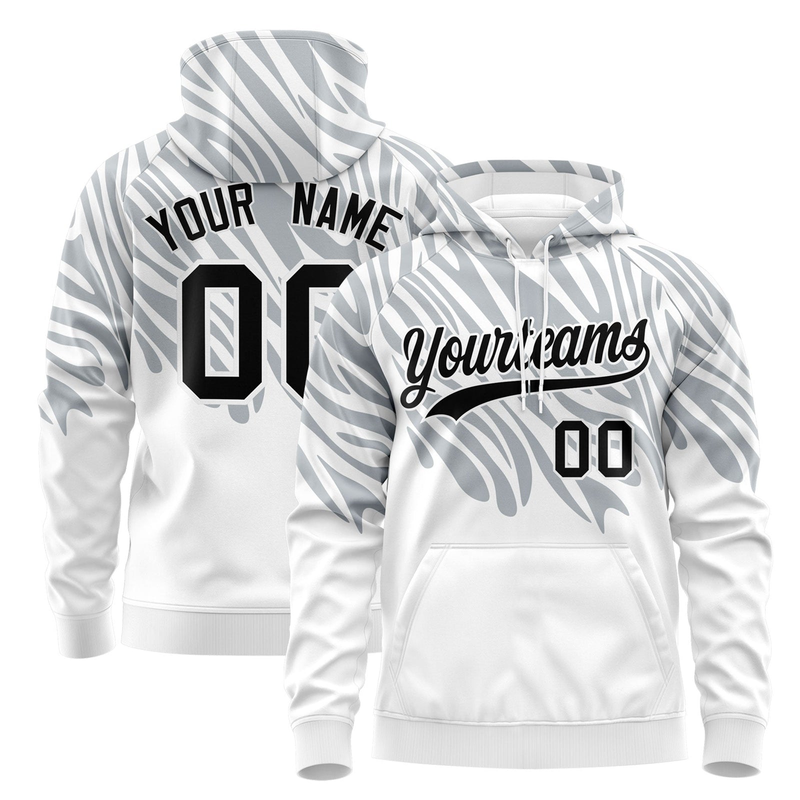 Custom Silver White Leopard Print Pullover Sweatshirt Hoodie| KXKSHOP