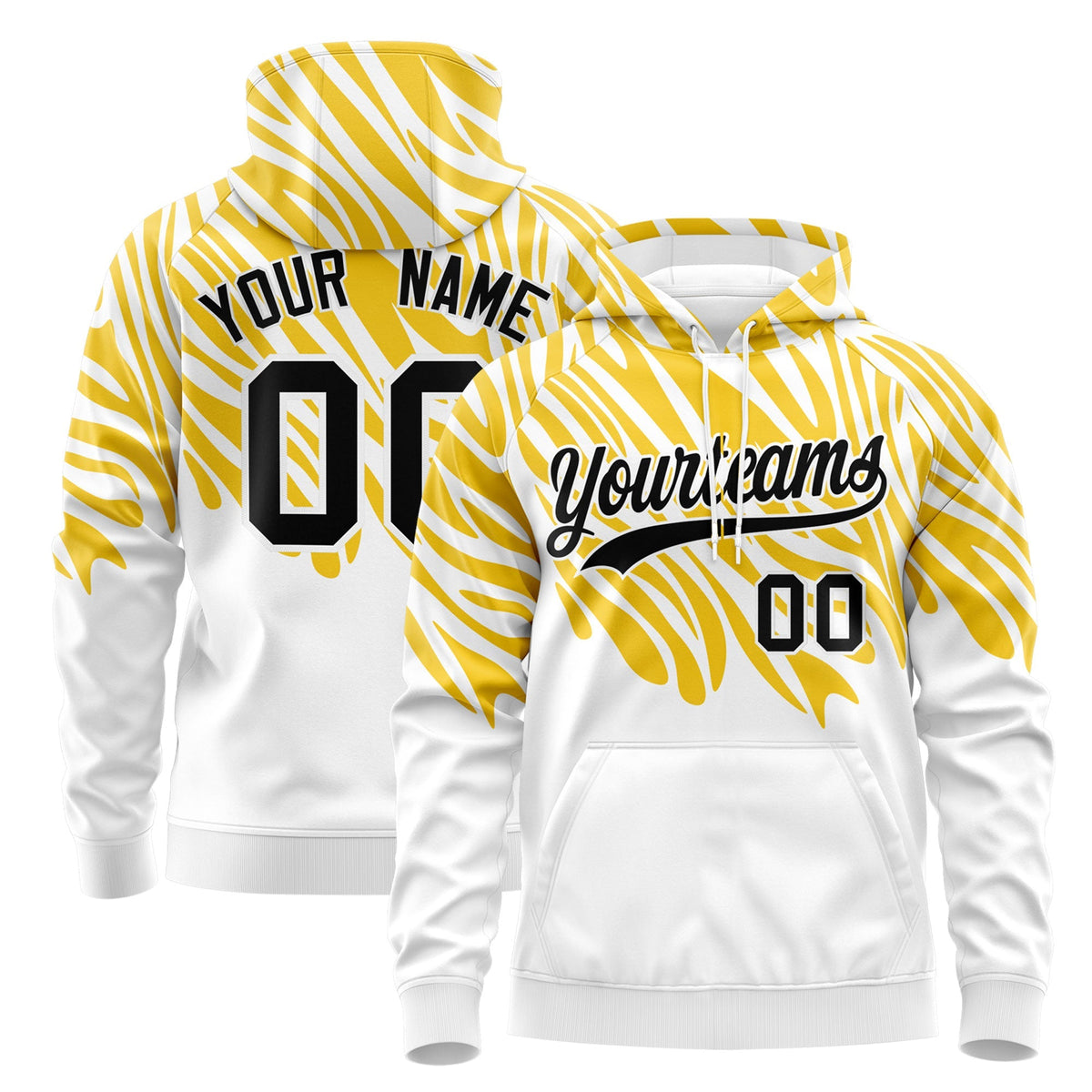 Custom White Gold Leopard Print Pullover Sweatshirt Hoodie| KXKSHOP