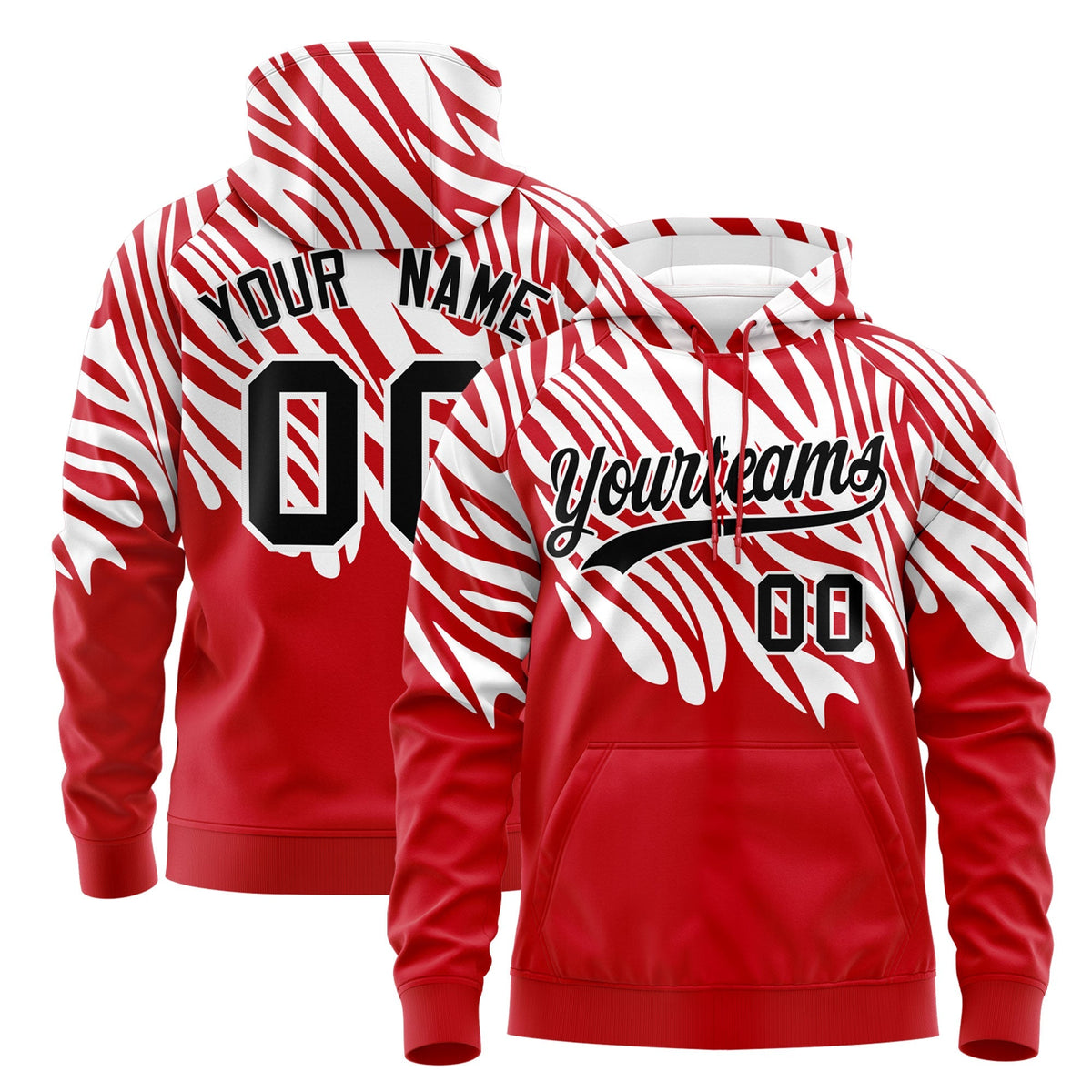 Custom Red White Leopard Print Pullover Sweatshirt Hoodie| KXKSHOP