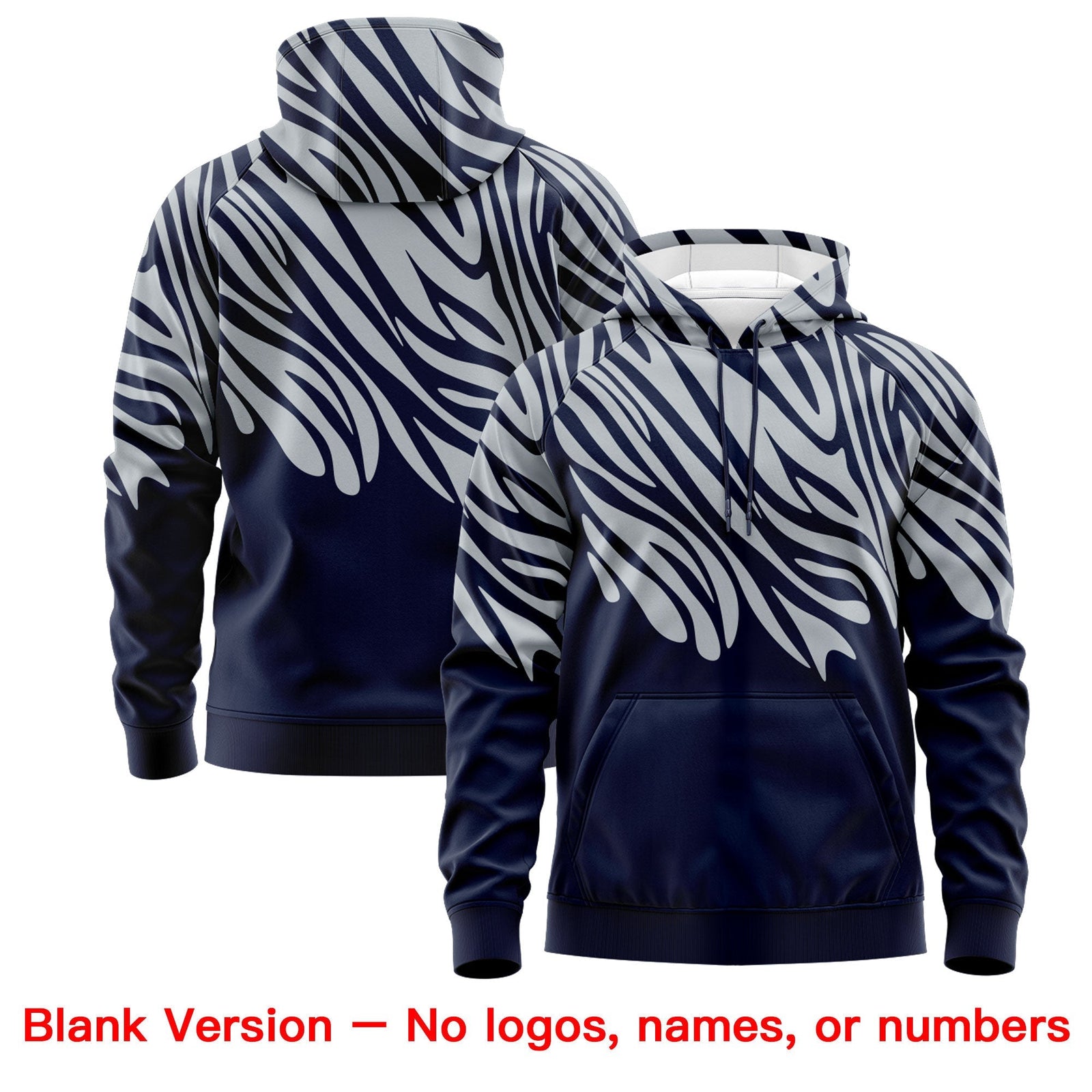 Custom Silver Navy Leopard Print Pullover Sweatshirt Hoodie| KXKSHOP