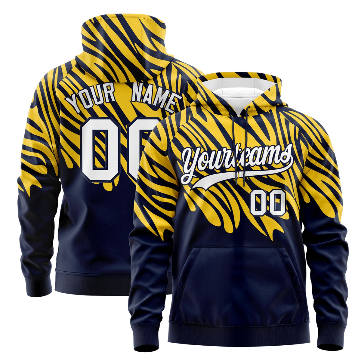 Custom Gold Navy Leopard Print Pullover Sweatshirt Hoodie| KXKSHOP