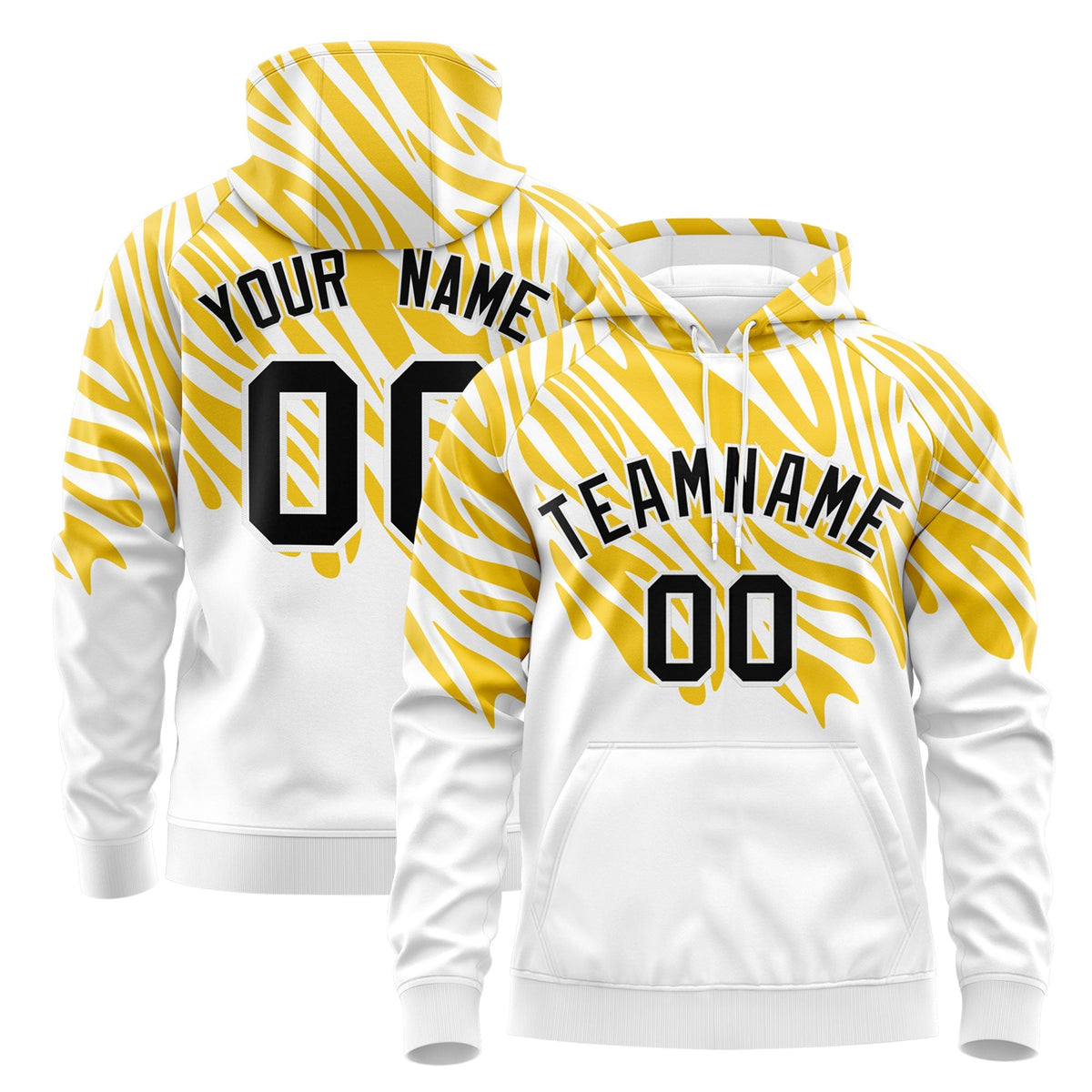 Custom White Gold Leopard Print Pullover Sweatshirt Hoodie| KXKSHOP