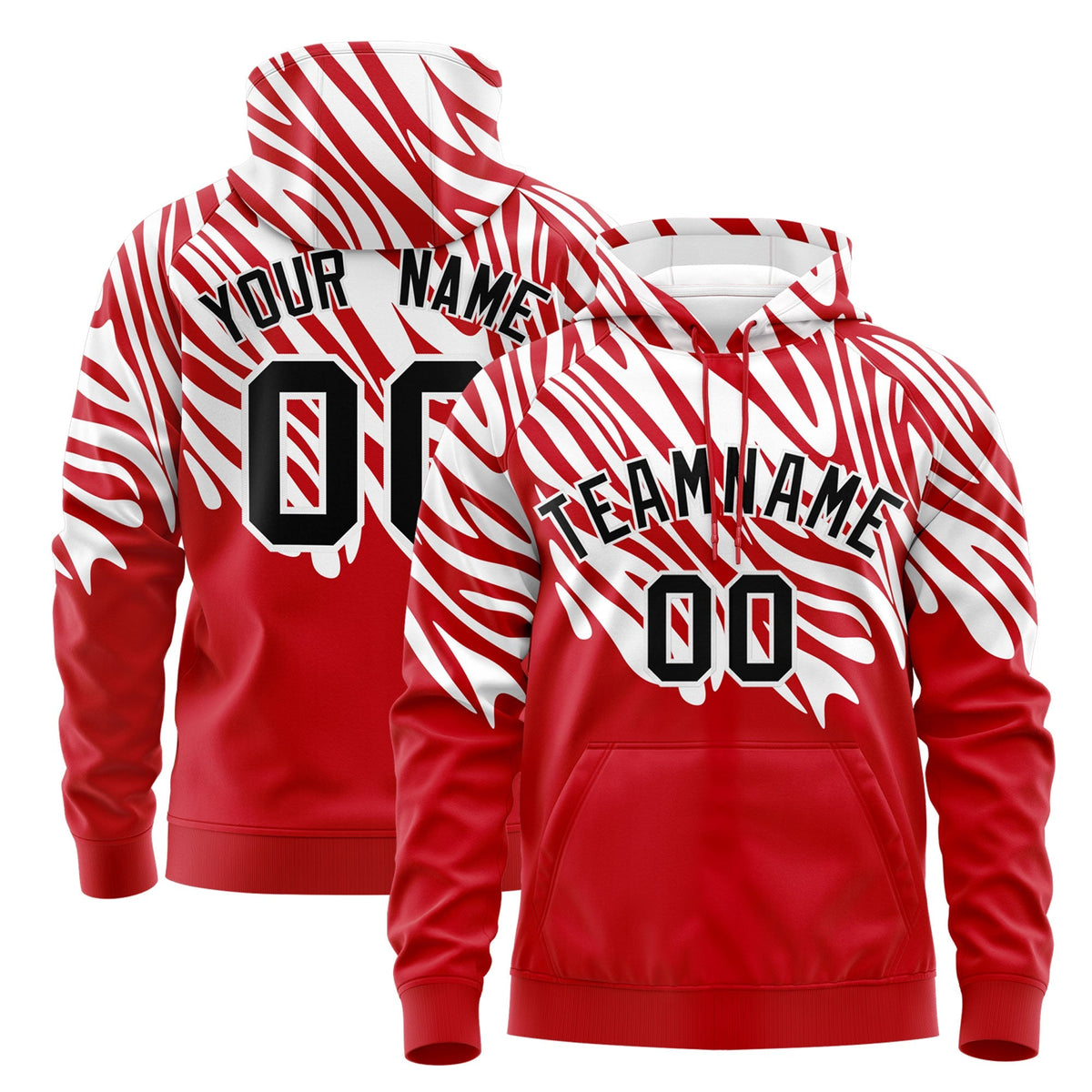 Custom Red White Leopard Print Pullover Sweatshirt Hoodie| KXKSHOP