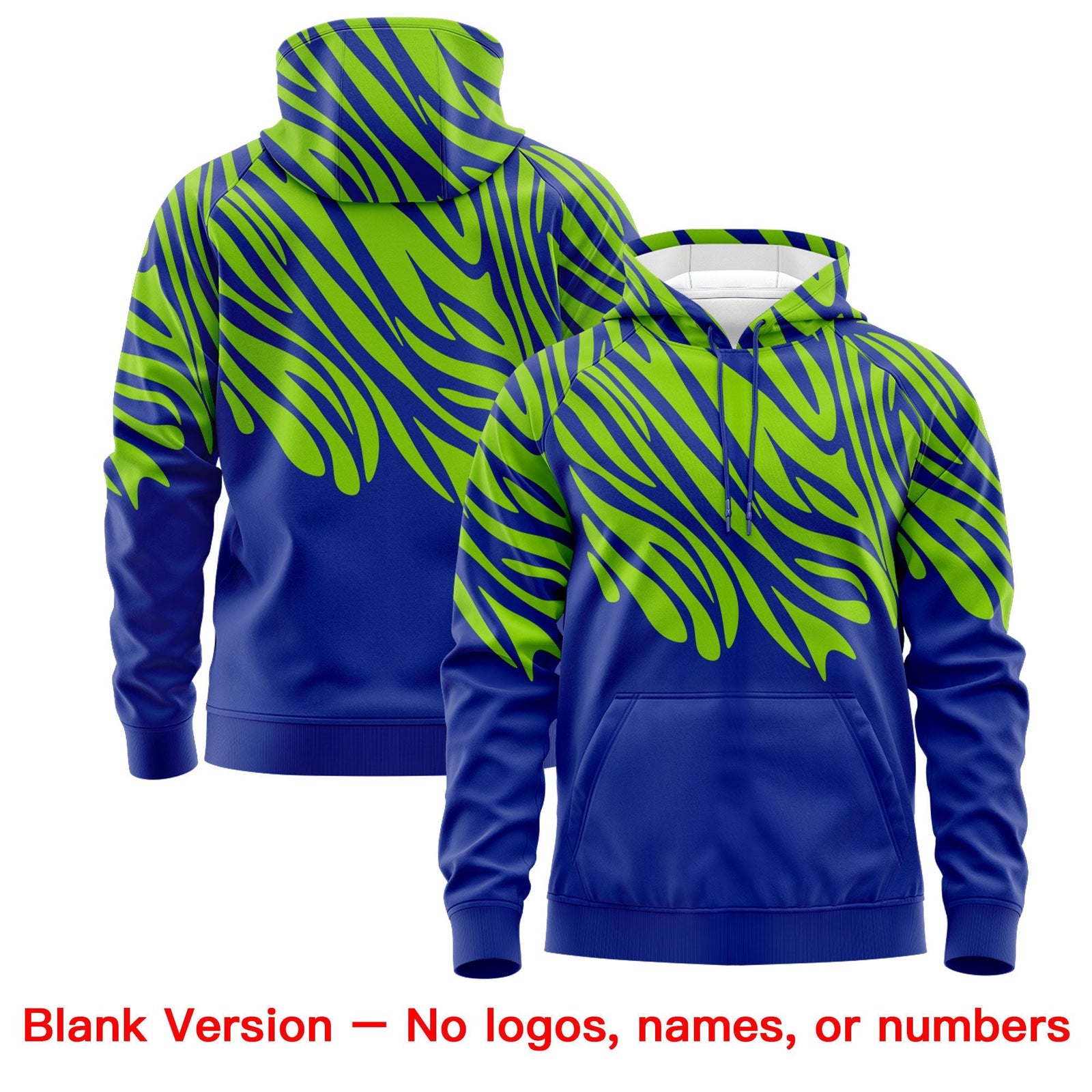 Custom Neon Green Royal Blue Leopard Print Pullover Sweatshirt Hoodie| KXKSHOP