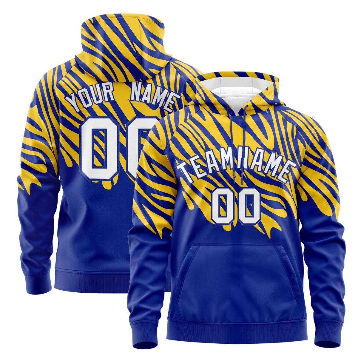 Custom Gold Royal Blue Leopard Print Pullover Sweatshirt Hoodie| KXKSHOP