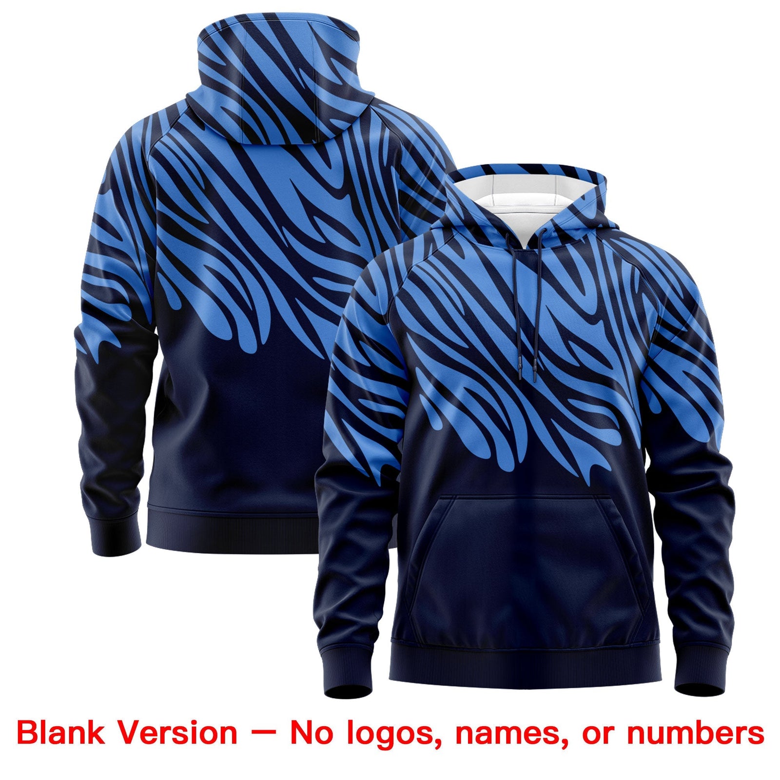 Custom Powder Blue Navy Leopard Print Pullover Sweatshirt Hoodie| KXKSHOP