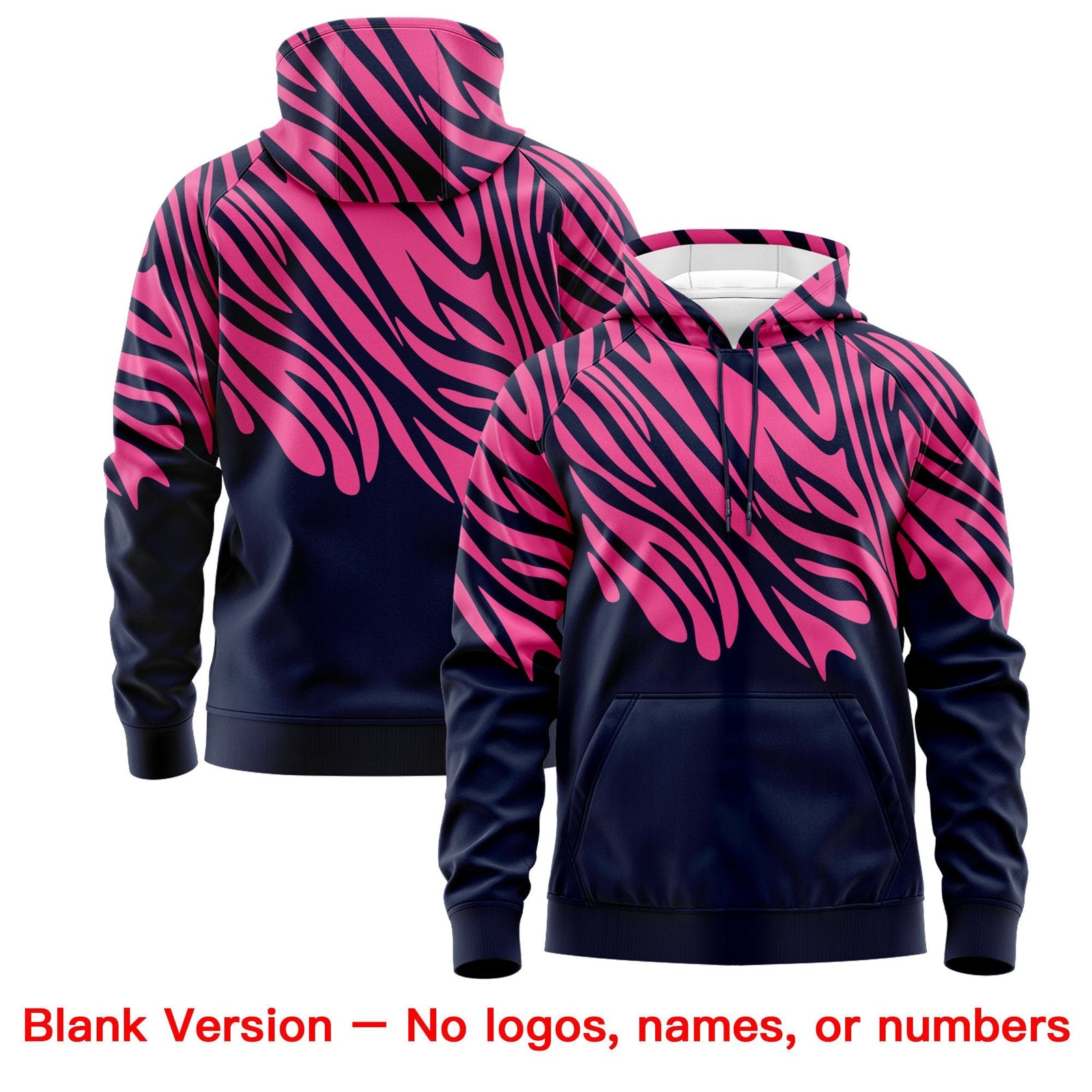 Custom Pink Navy Leopard Print Pullover Sweatshirt Hoodie| KXKSHOP