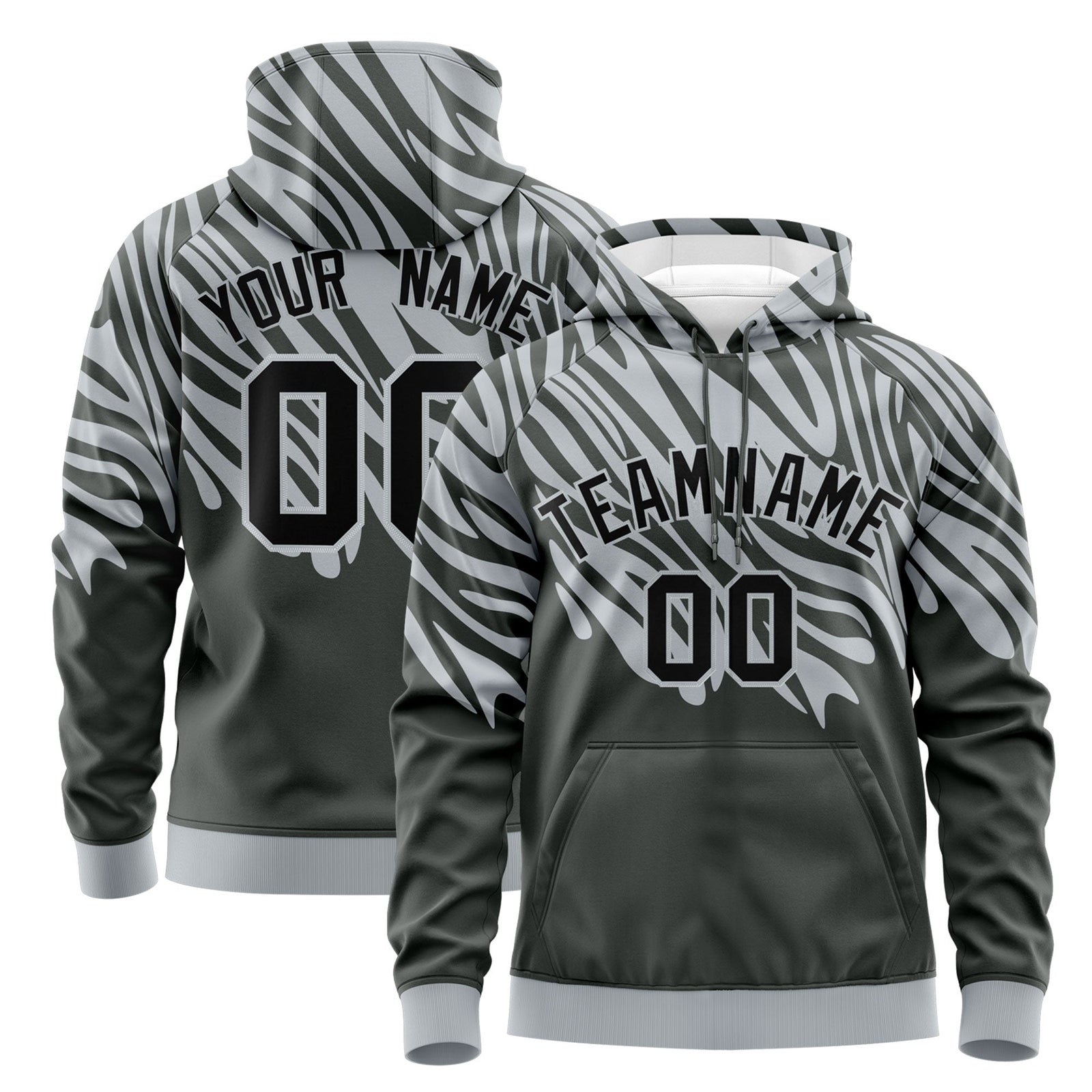 Custom Silver Black Leopard Print Pullover Sweatshirt Hoodie| KXKSHOP