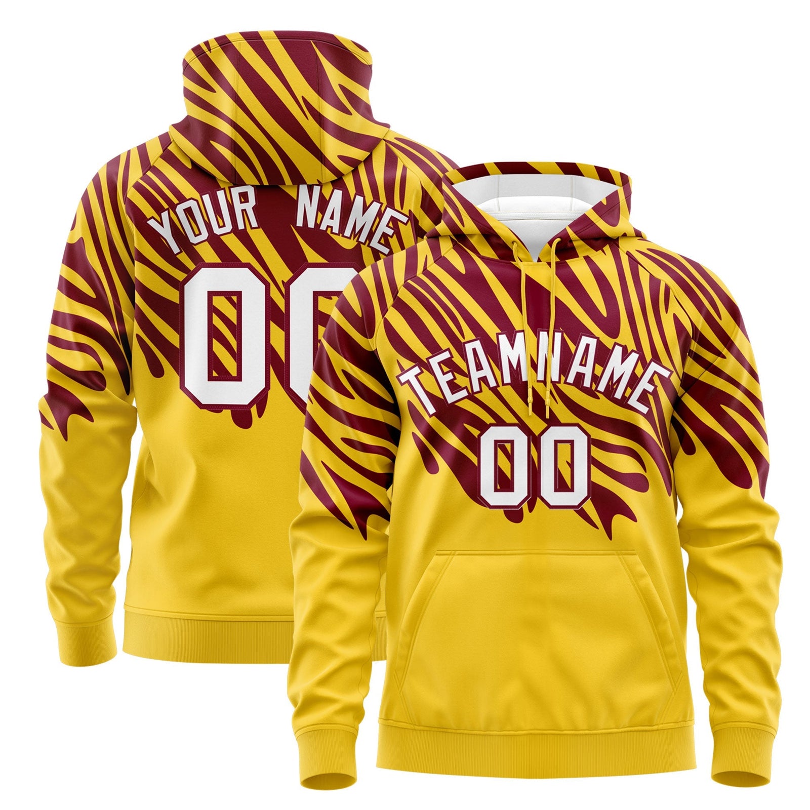 Custom Crimson Gold Leopard Print Pullover Sweatshirt Hoodie| KXKSHOP
