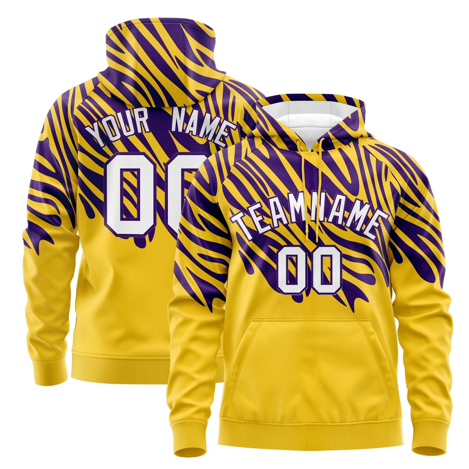 Custom Purple Gold Leopard Print Pullover Sweatshirt Hoodie| KXKSHOP