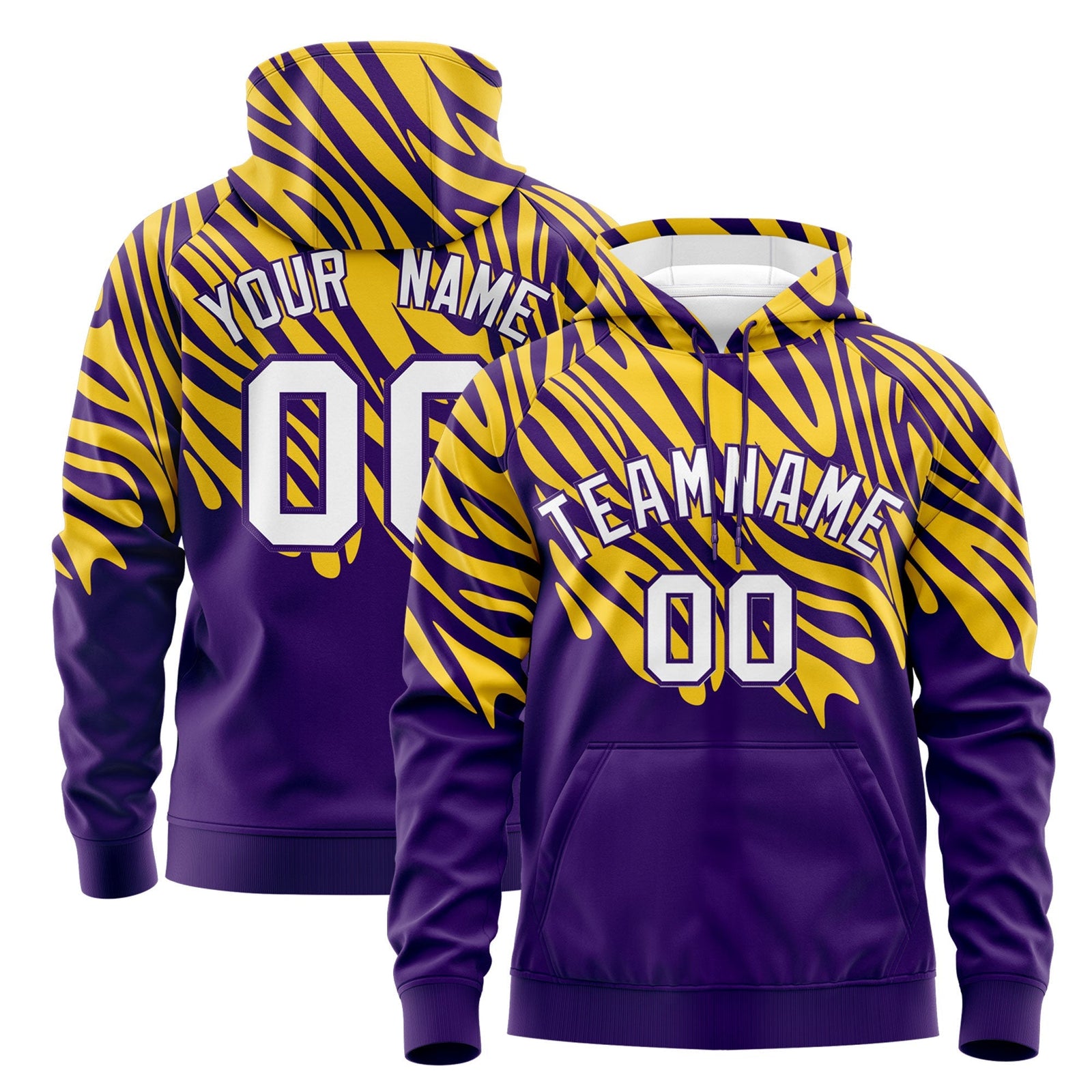 Custom Gold Purple Leopard Print Pullover Sweatshirt Hoodie| KXKSHOP