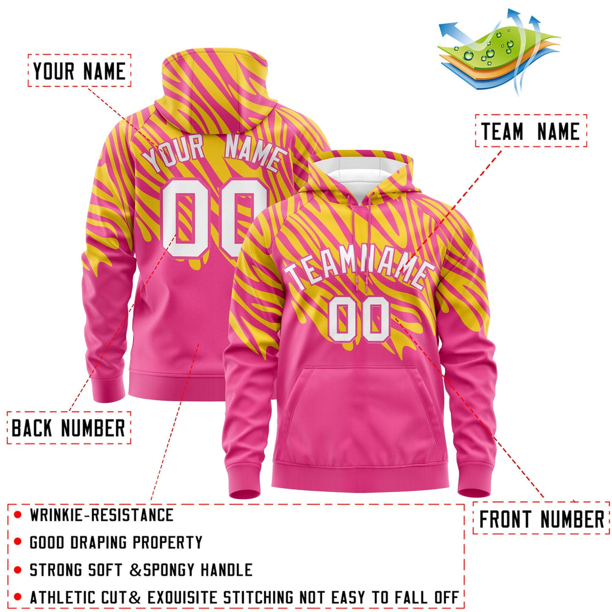 Custom Gold Pink Leopard Print Pullover Sweatshirt Hoodie| KXKSHOP