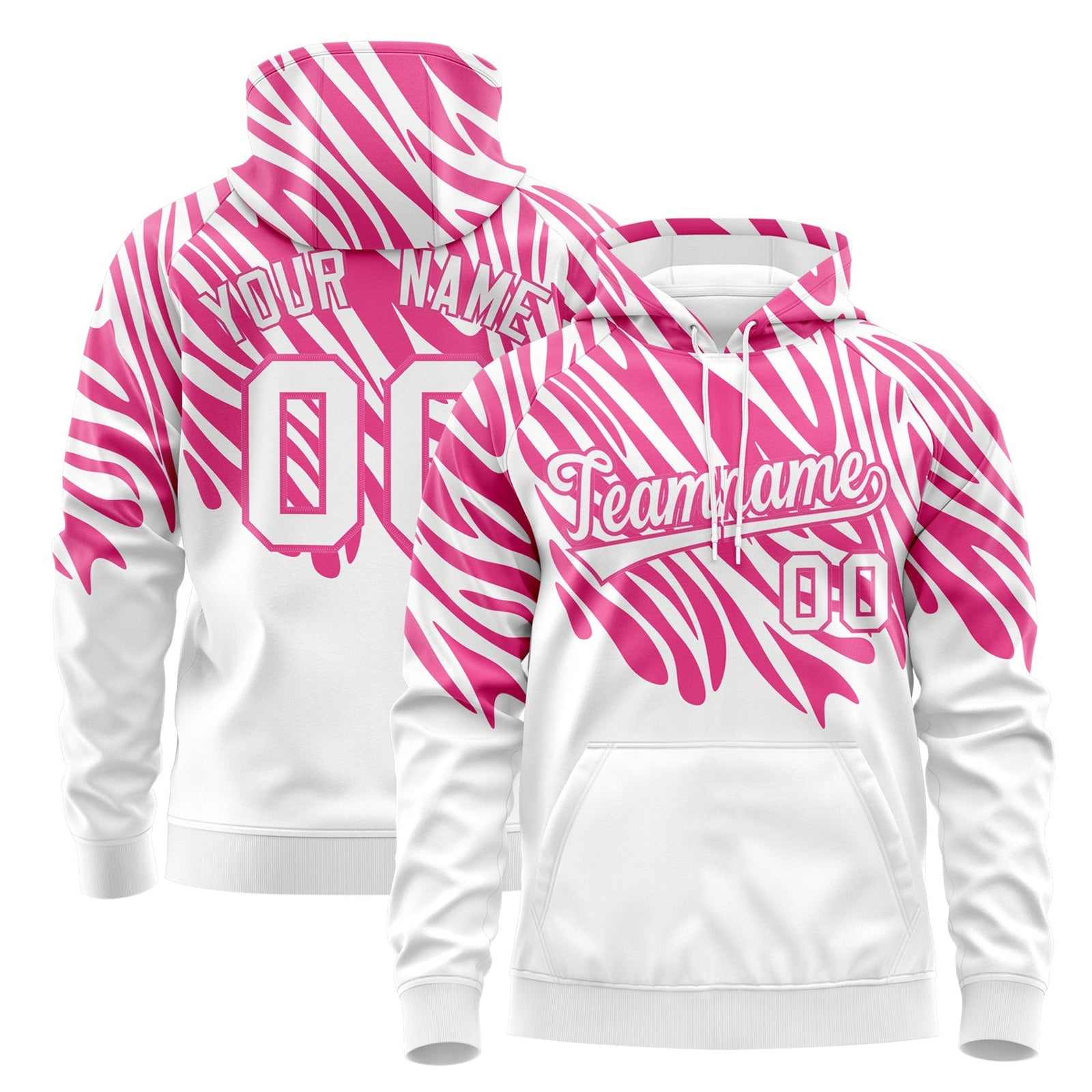 Custom Pink White Leopard Print Pullover Sweatshirt Hoodie| KXKSHOP