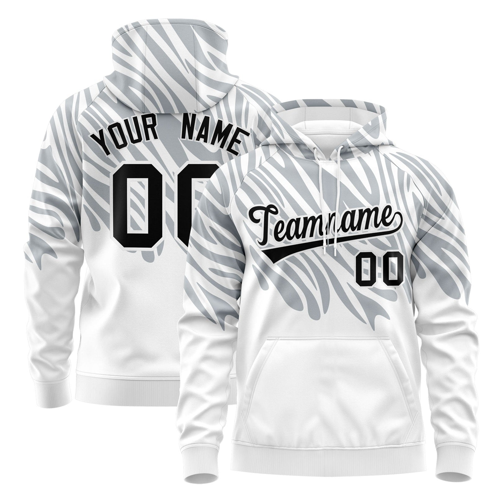 Custom Silver White Leopard Print Pullover Sweatshirt Hoodie| KXKSHOP