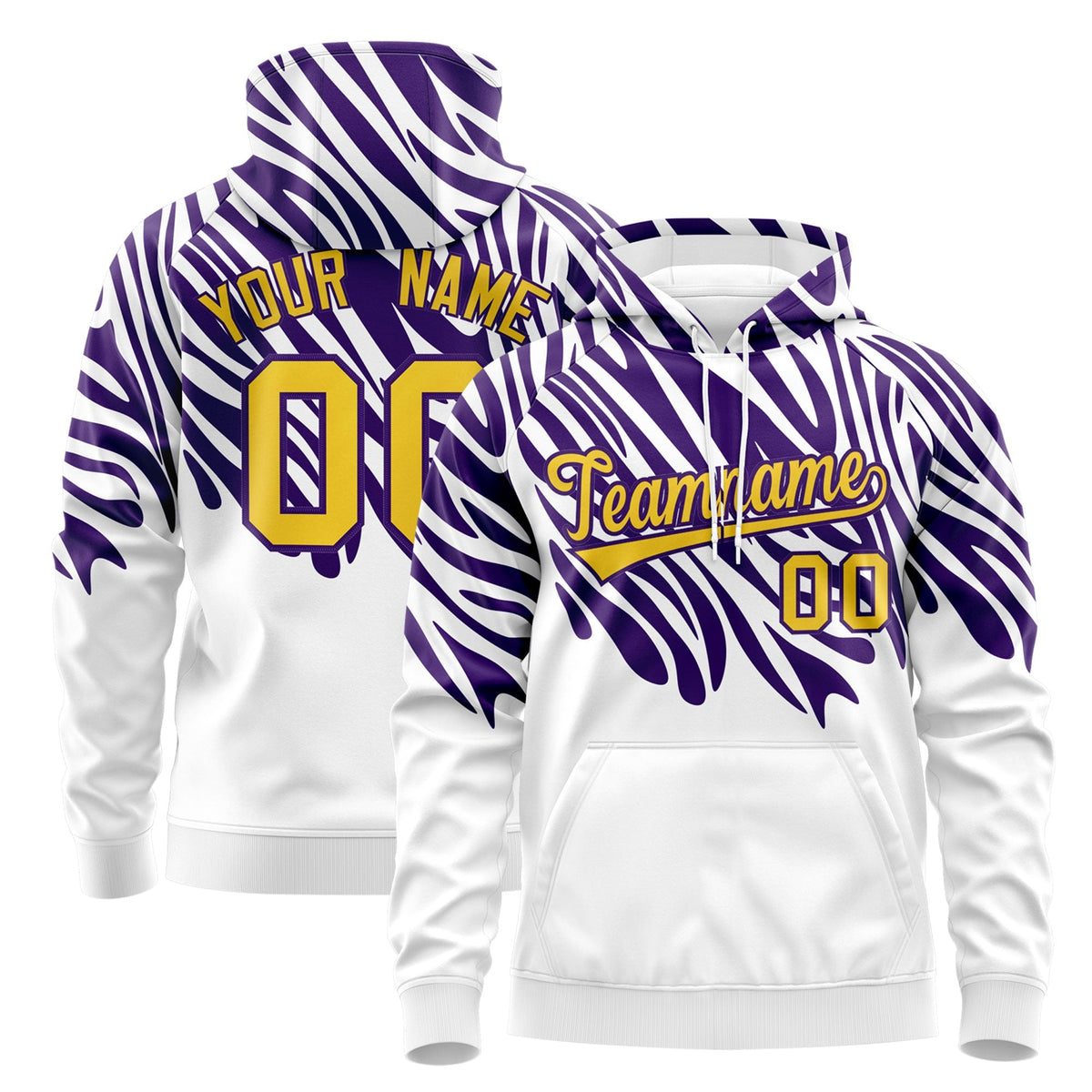 Custom Purple White Leopard Print Pullover Sweatshirt Hoodie| KXKSHOP
