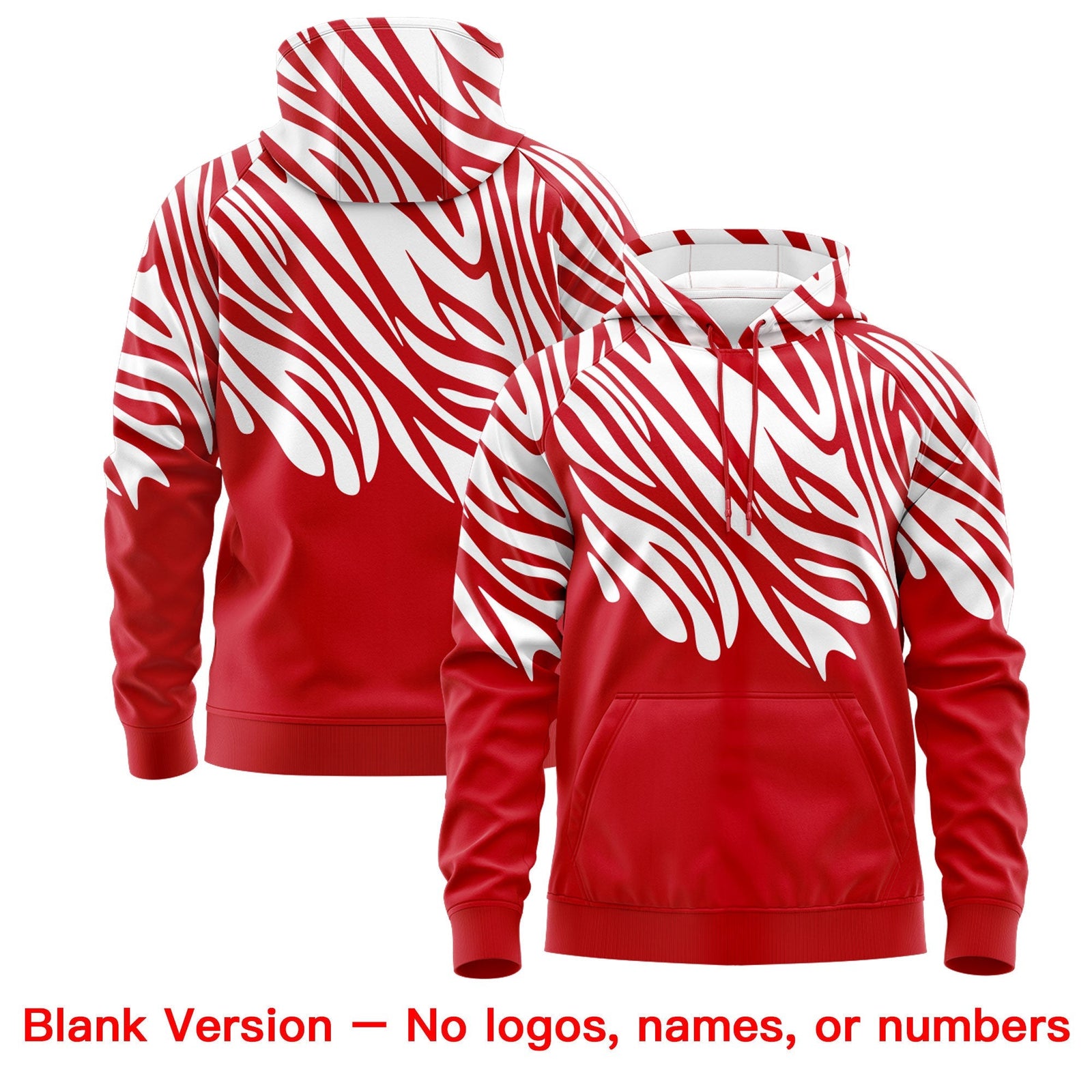 Custom Red White Leopard Print Pullover Sweatshirt Hoodie| KXKSHOP