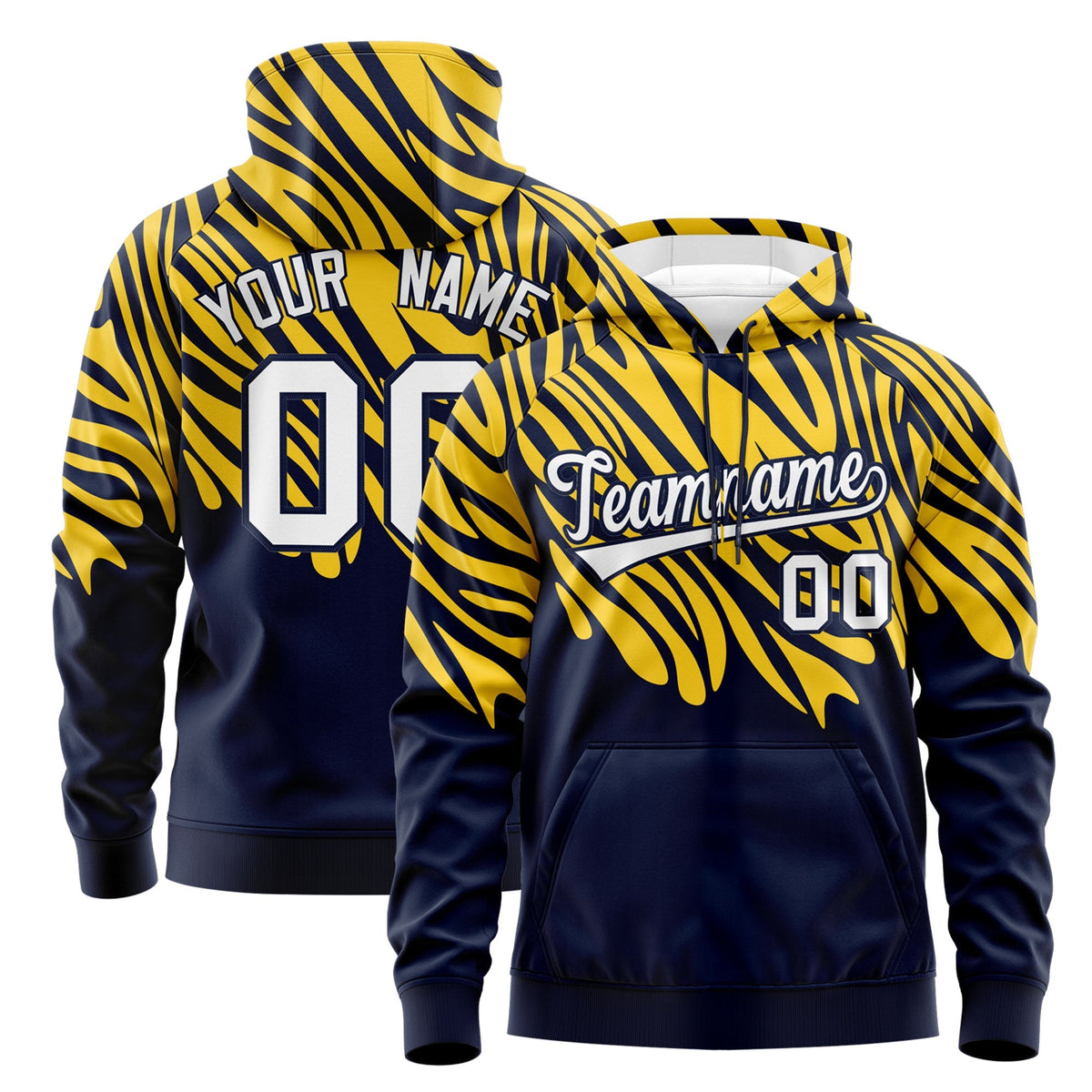 Custom Gold Navy Leopard Print Pullover Sweatshirt Hoodie| KXKSHOP