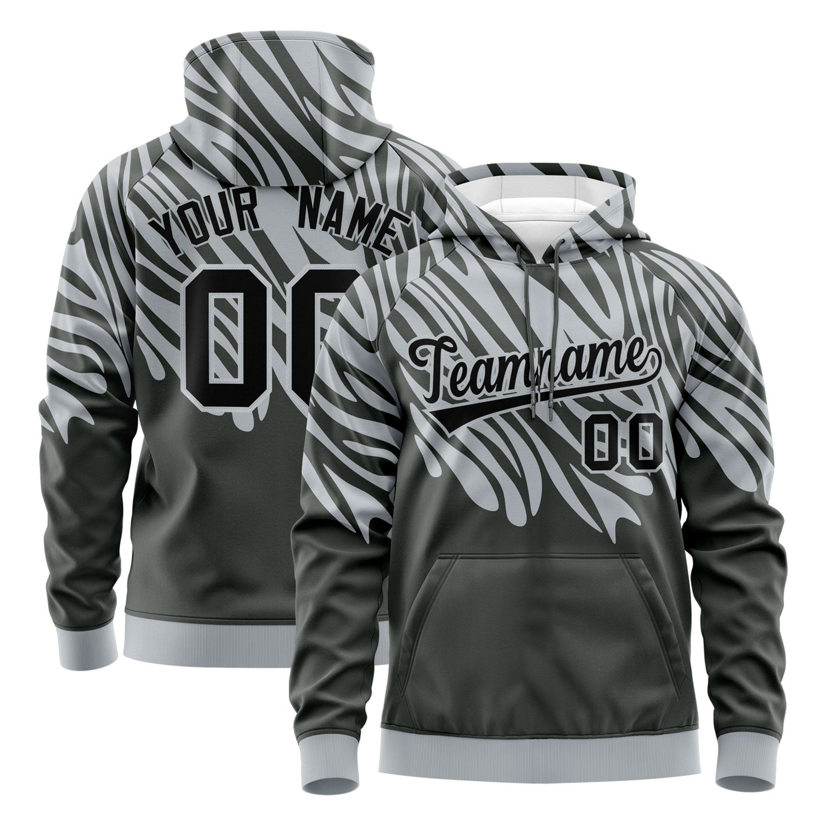 Custom Silver Black Leopard Print Pullover Sweatshirt Hoodie| KXKSHOP