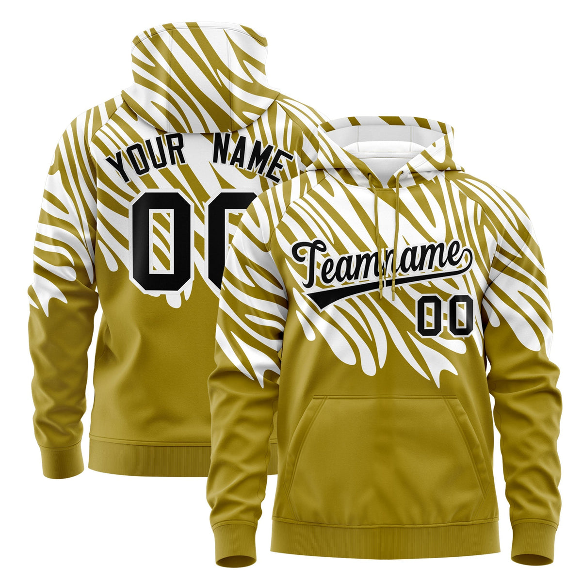 Custom White Old Gold Leopard Print Pullover Sweatshirt Hoodie| KXKSHOP
