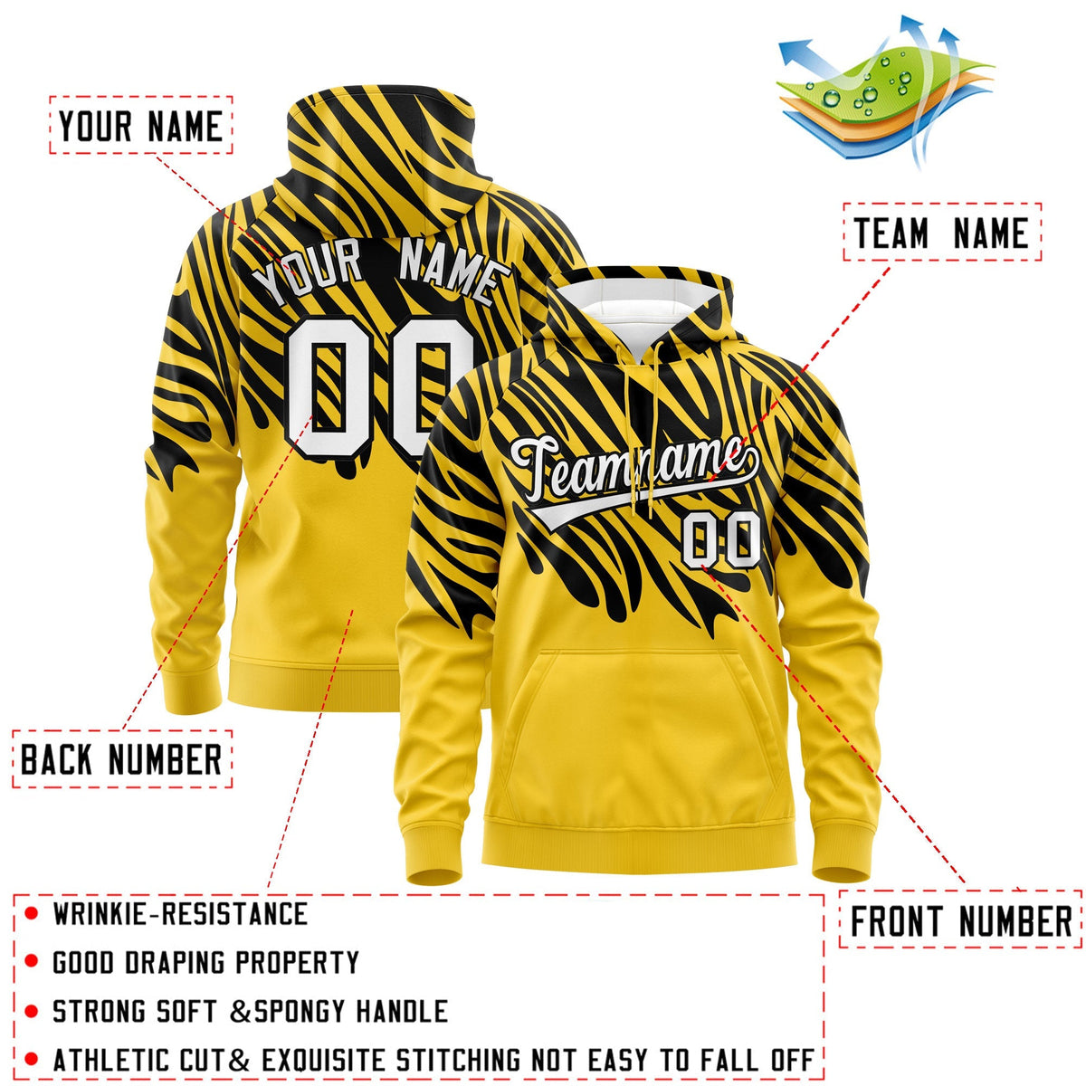 Custom Gold Black White Leopard Print Pullover Sweatshirt Hoodie| KXKSHOP