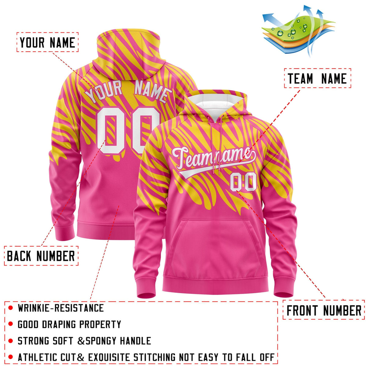 Custom Gold Pink Leopard Print Pullover Sweatshirt Hoodie| KXKSHOP