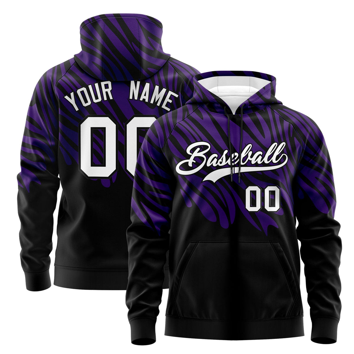 Custom Purple Black Leopard Print Pullover Sweatshirt Hoodie| KXKSHOP
