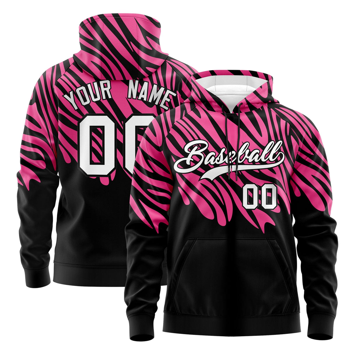 Custom Pink Black Leopard Print Pullover Sweatshirt Hoodie| KXKSHOP
