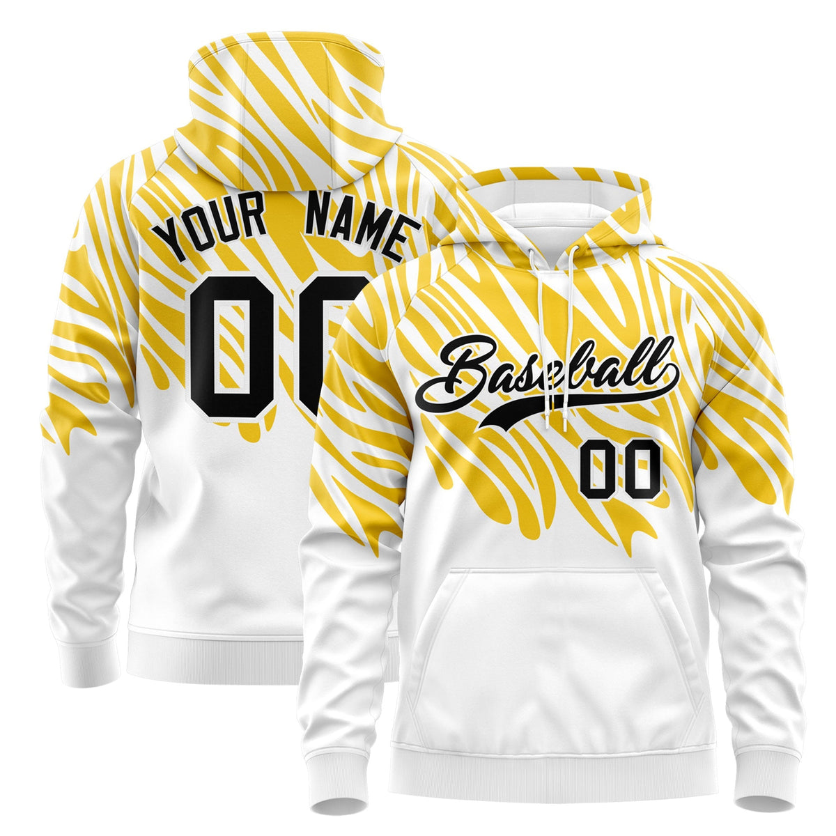 Custom White Gold Leopard Print Pullover Sweatshirt Hoodie| KXKSHOP