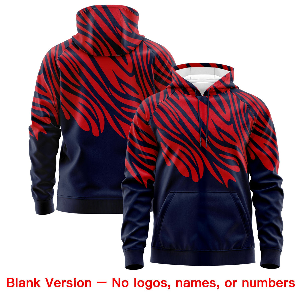 Custom Red Navy Leopard Print Pullover Sweatshirt Hoodie| KXKSHOP