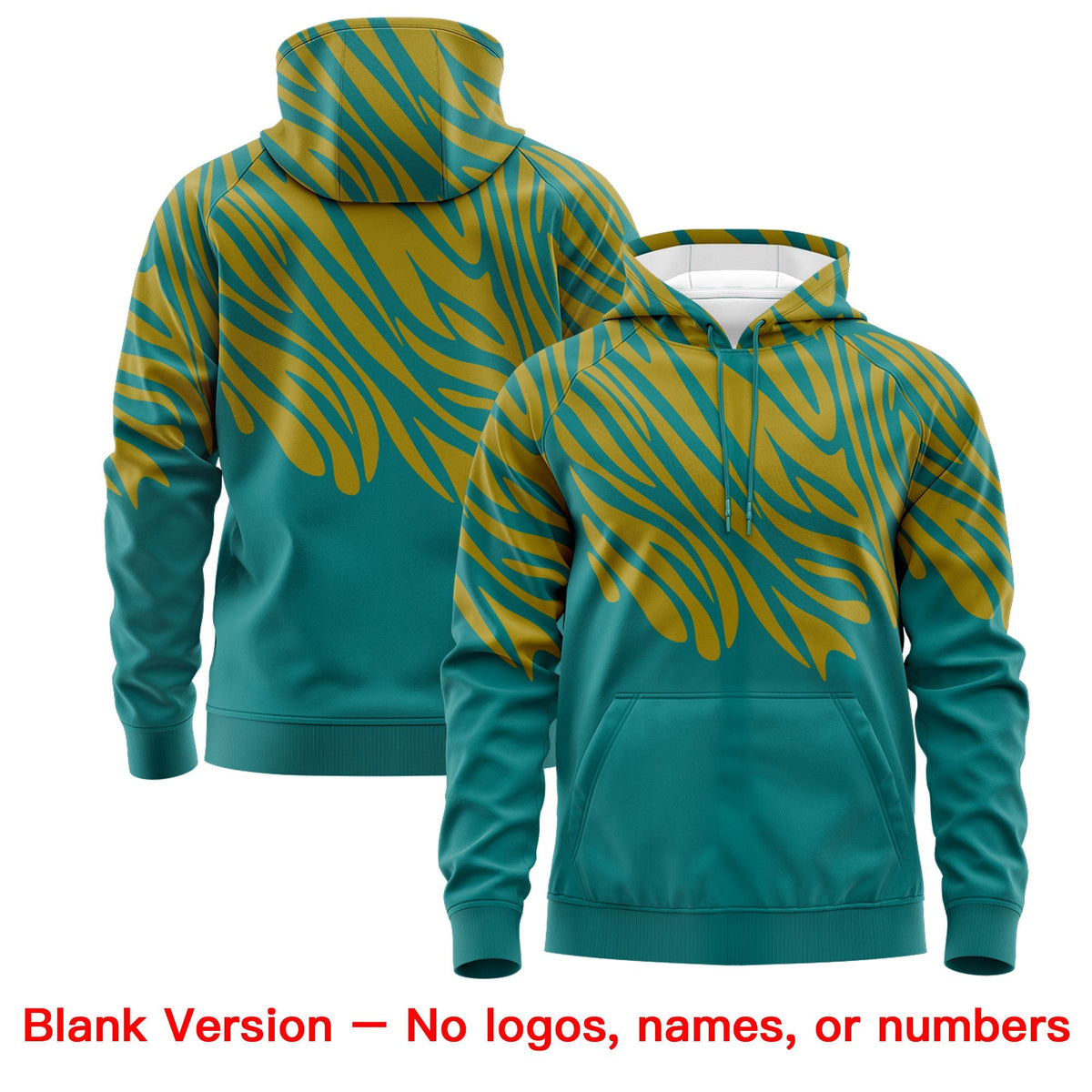Custom Teal Old Gold Leopard Print Pullover Sweatshirt Hoodie| KXKSHOP