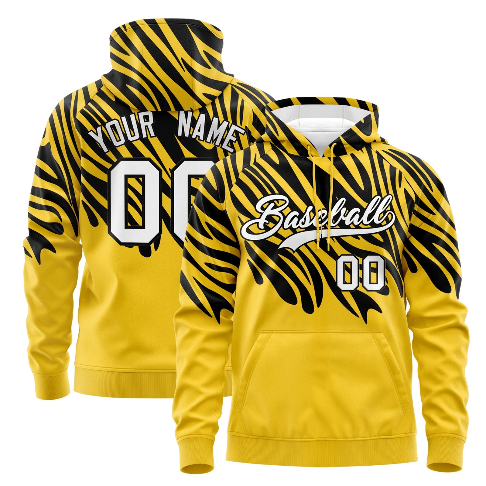 Custom Gold Black White Leopard Print Pullover Sweatshirt Hoodie| KXKSHOP