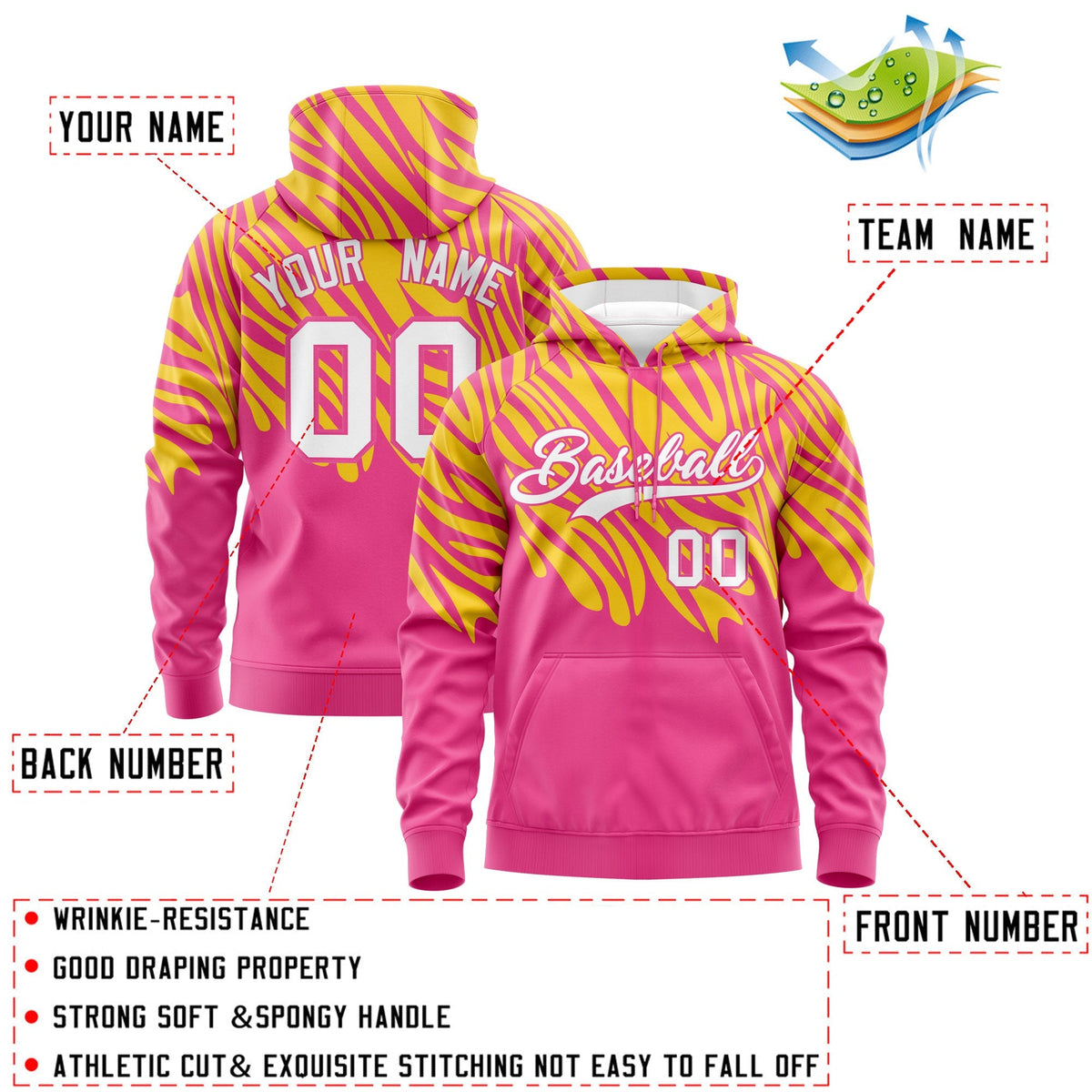 Custom Gold Pink Leopard Print Pullover Sweatshirt Hoodie| KXKSHOP