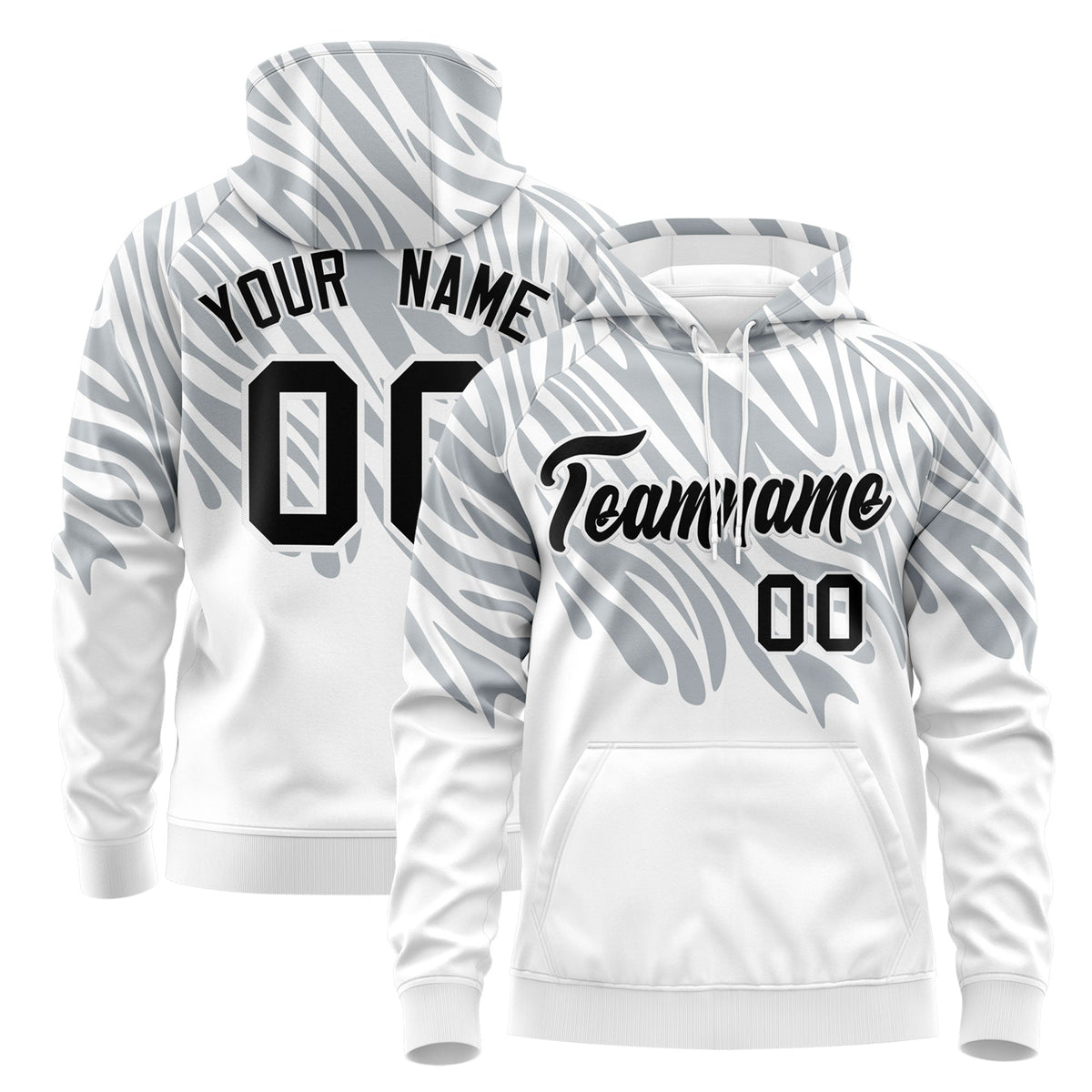 Custom Silver White Leopard Print Pullover Sweatshirt Hoodie| KXKSHOP