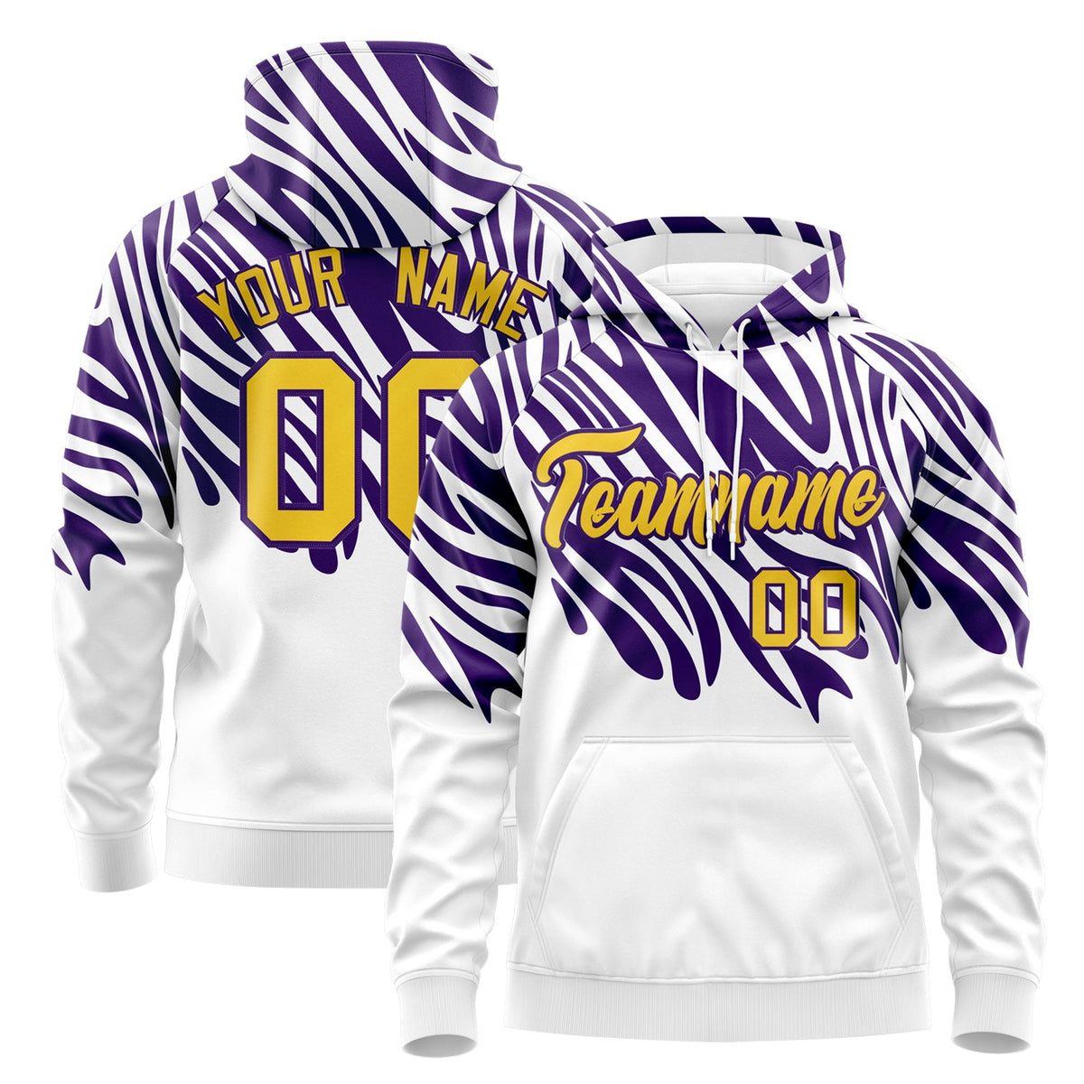 Custom Purple White Leopard Print Pullover Sweatshirt Hoodie| KXKSHOP