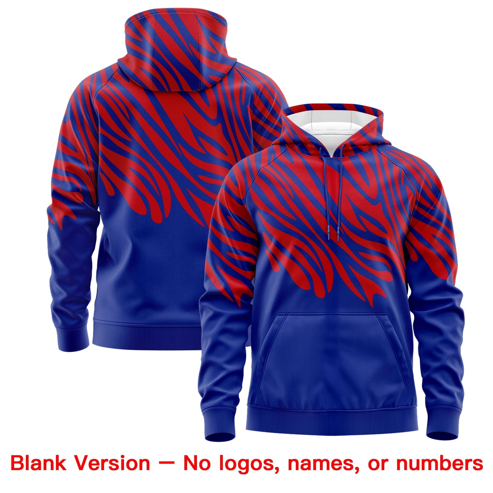 Custom Royal Blue Red Leopard Print Pullover Sweatshirt Hoodie| KXKSHOP