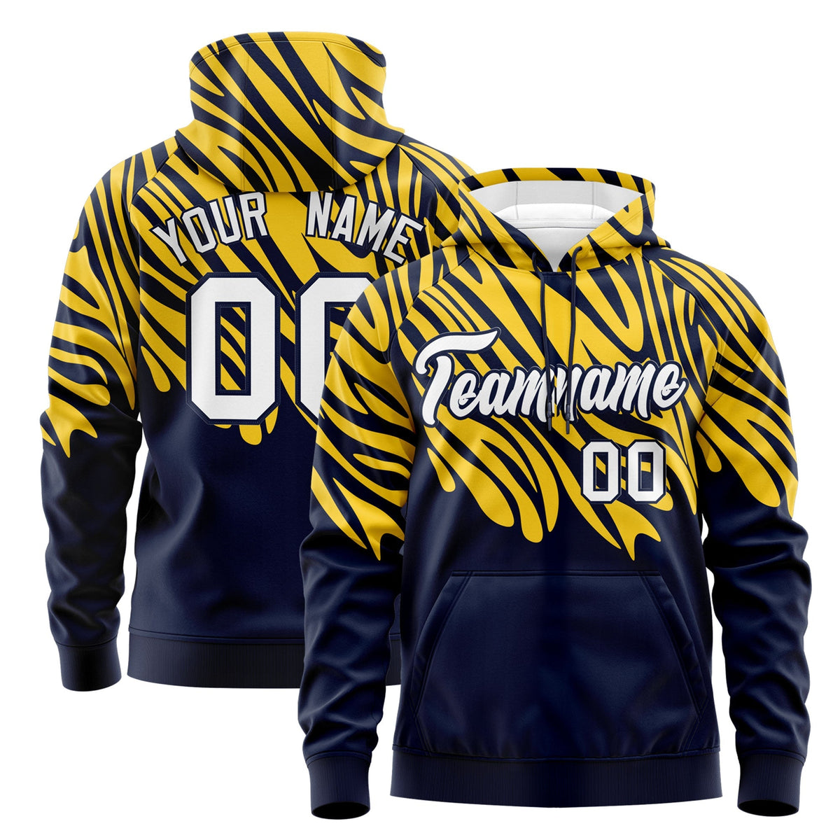 Custom Gold Navy Leopard Print Pullover Sweatshirt Hoodie| KXKSHOP
