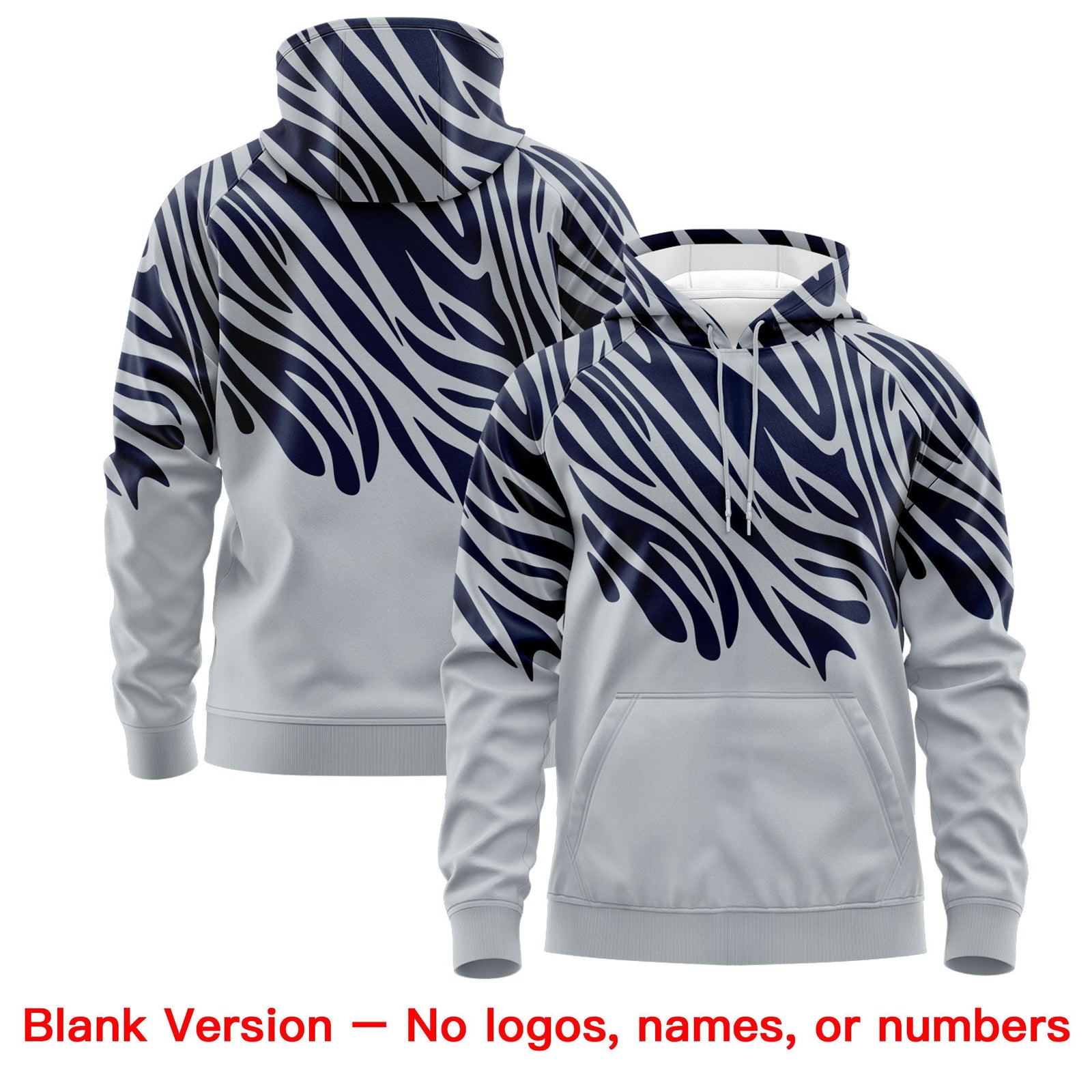 Custom Navy Silver Leopard Print Pullover Sweatshirt Hoodie| KXKSHOP