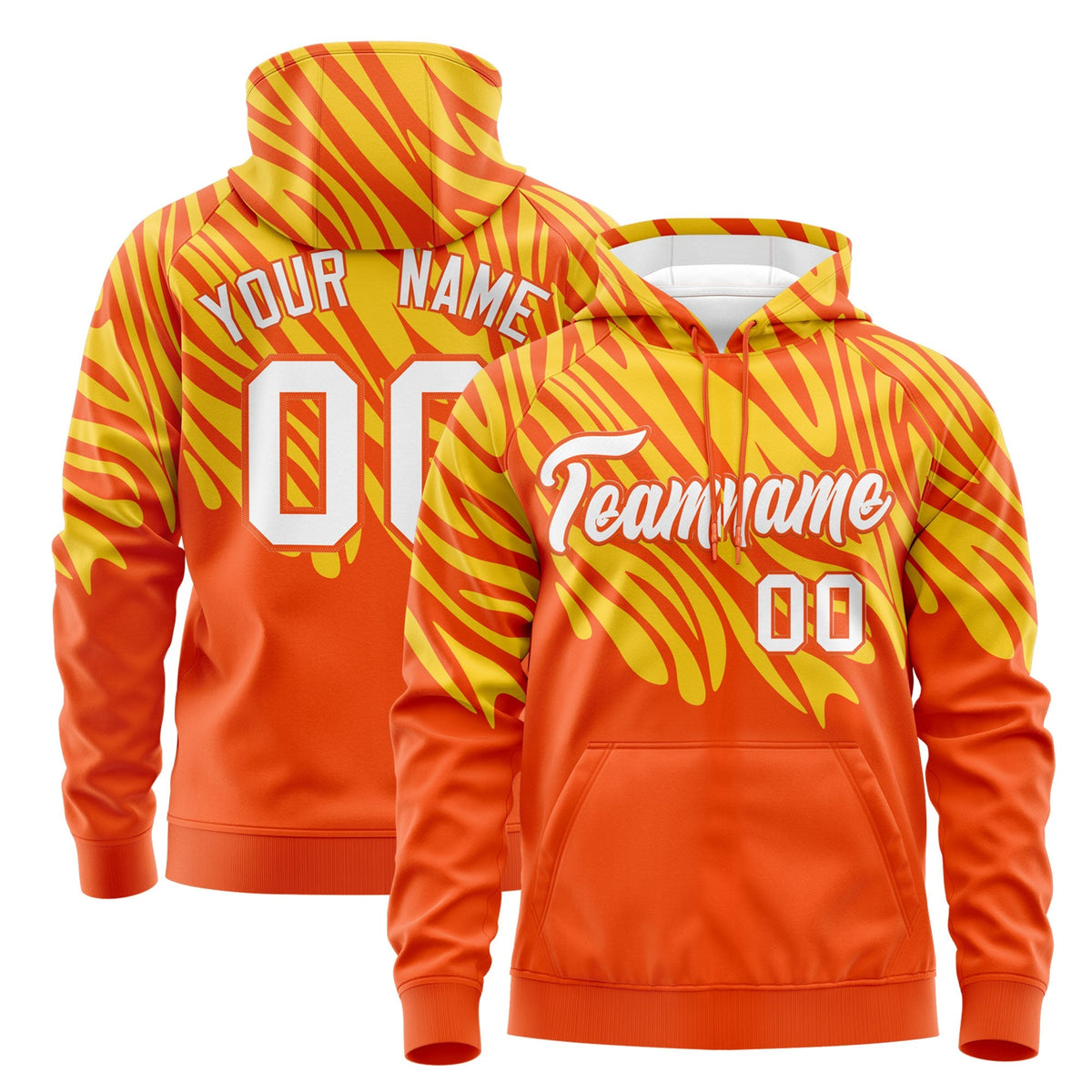 Custom Gold Orange Leopard Print Pullover Sweatshirt Hoodie| KXKSHOP