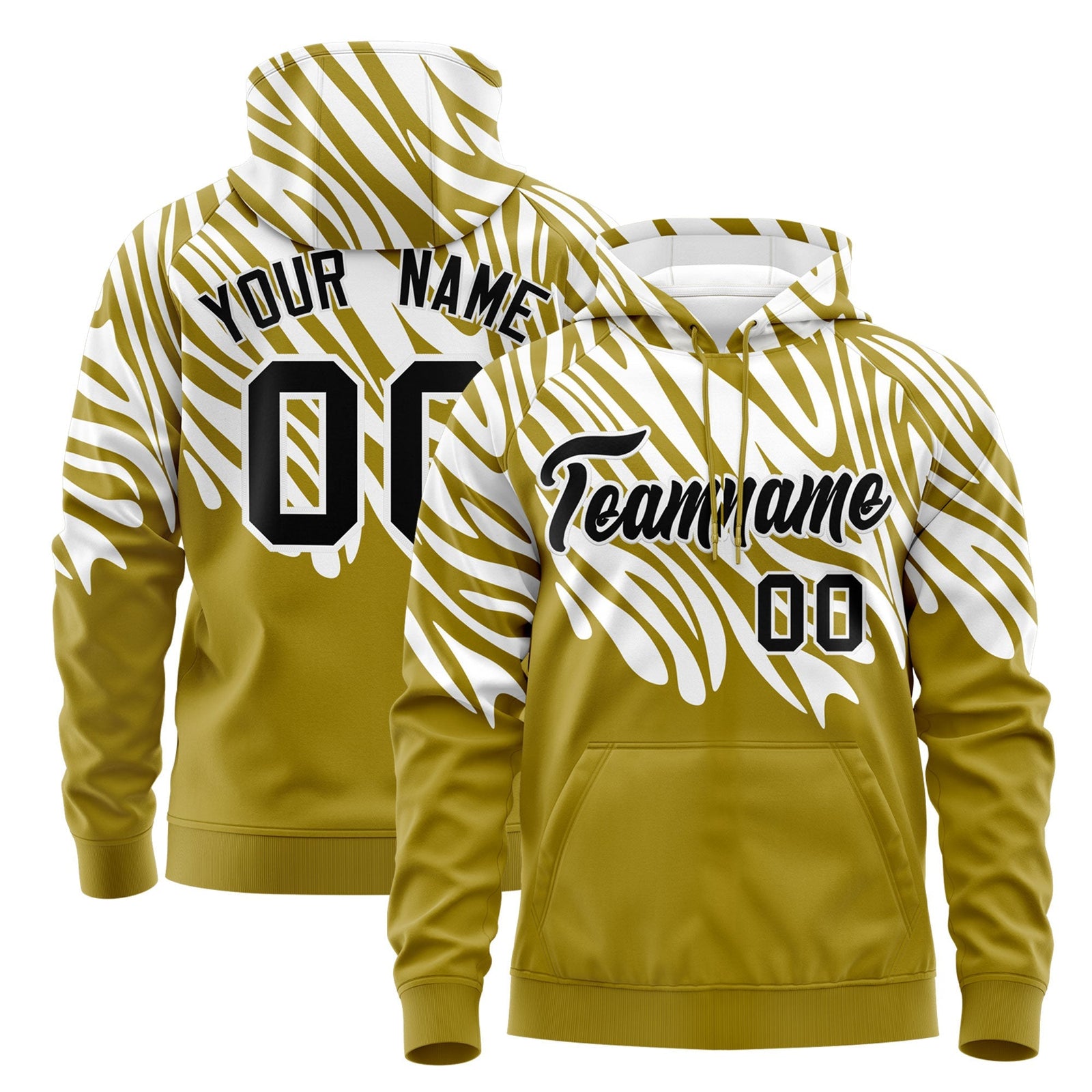 Custom White Old Gold Leopard Print Pullover Sweatshirt Hoodie| KXKSHOP