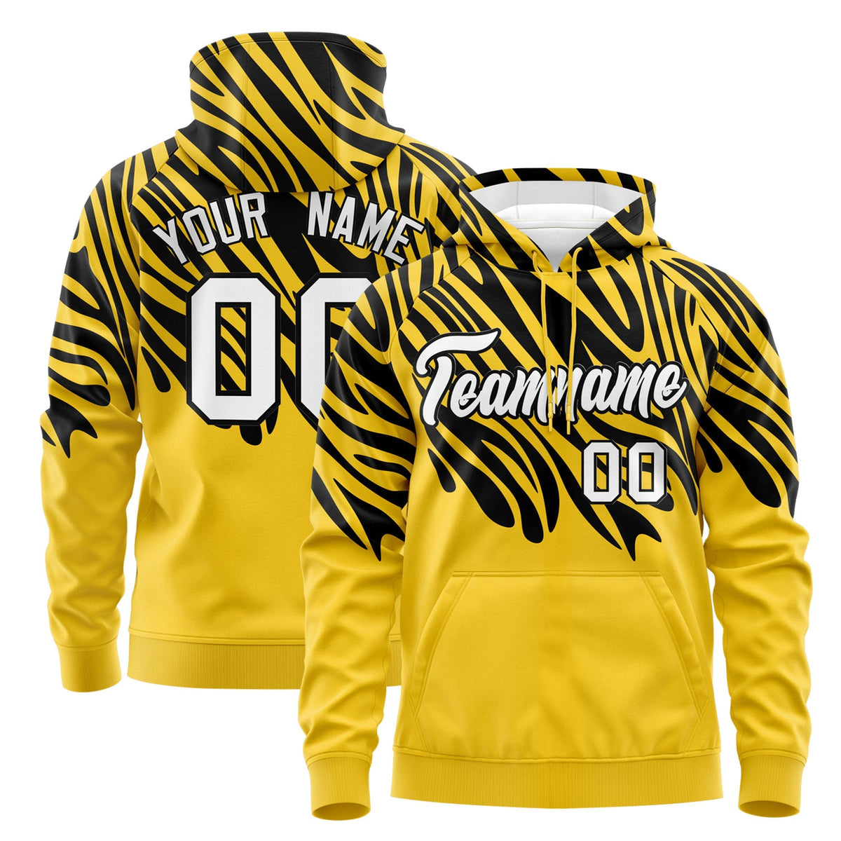 Custom Gold Black White Leopard Print Pullover Sweatshirt Hoodie| KXKSHOP