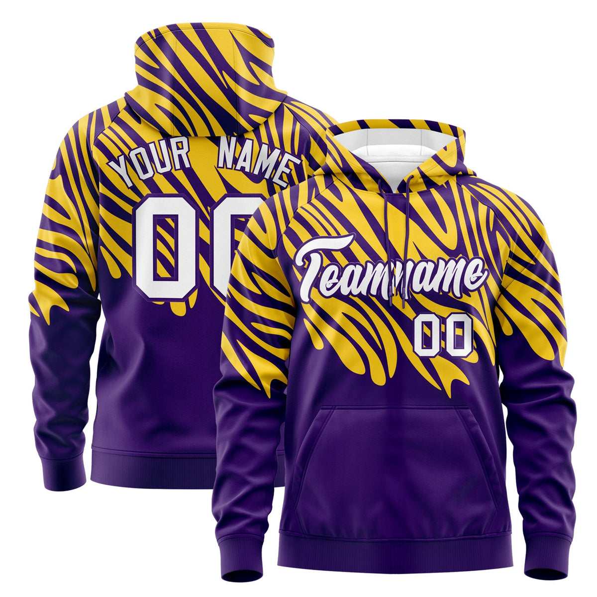 Custom Gold Purple Leopard Print Pullover Sweatshirt Hoodie| KXKSHOP