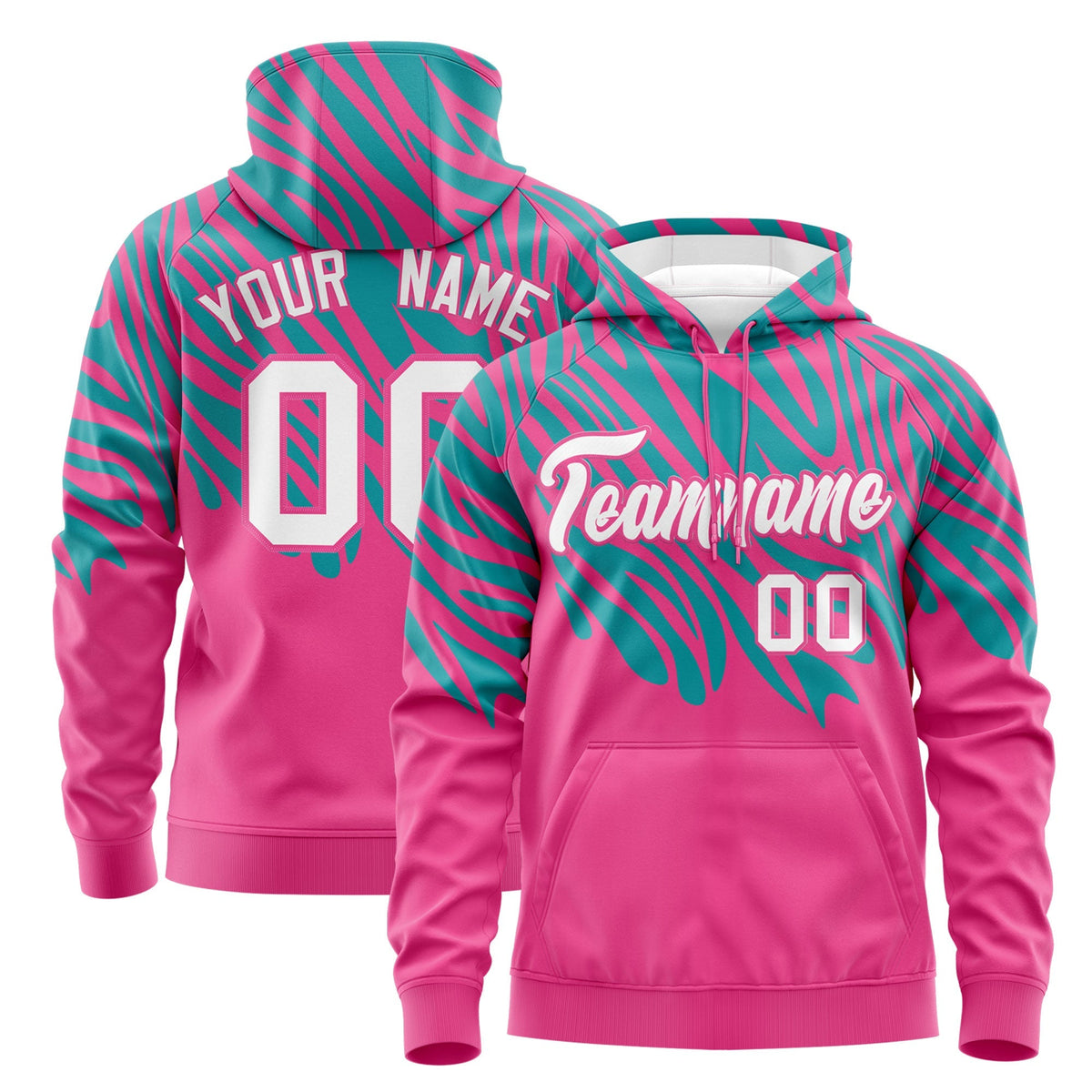 Custom Aqua Pink Leopard Print Pullover Sweatshirt Hoodie| KXKSHOP